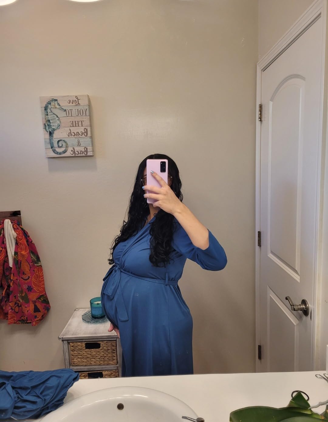 Galabloomer Maternity Robe and Receiving Blanket, Matching Mommy Labor Robe customer photo 2