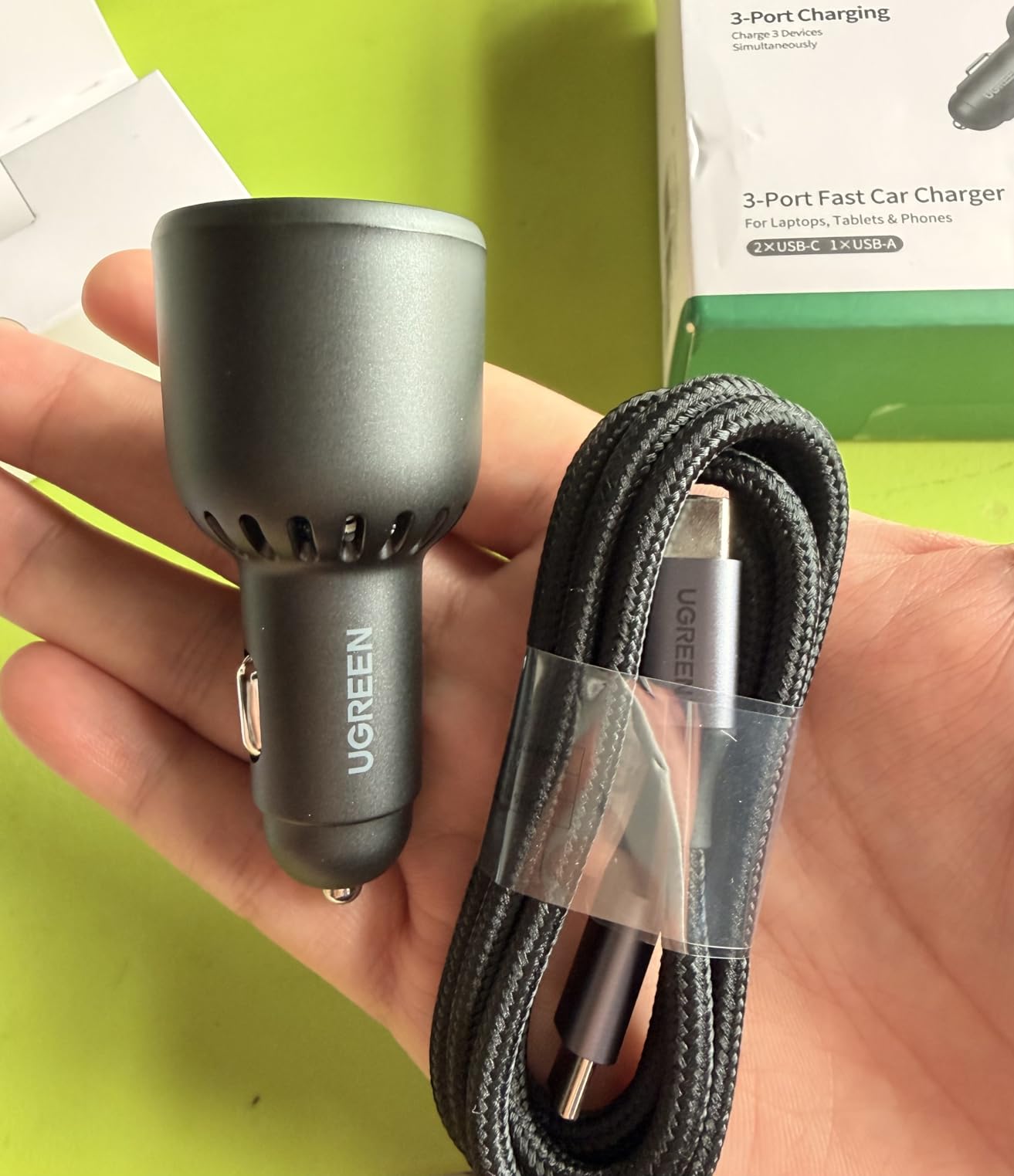 UGREEN 130W USB C Car Charger with Cable, Type C Cigarette Lighter Adapter customer photo 1