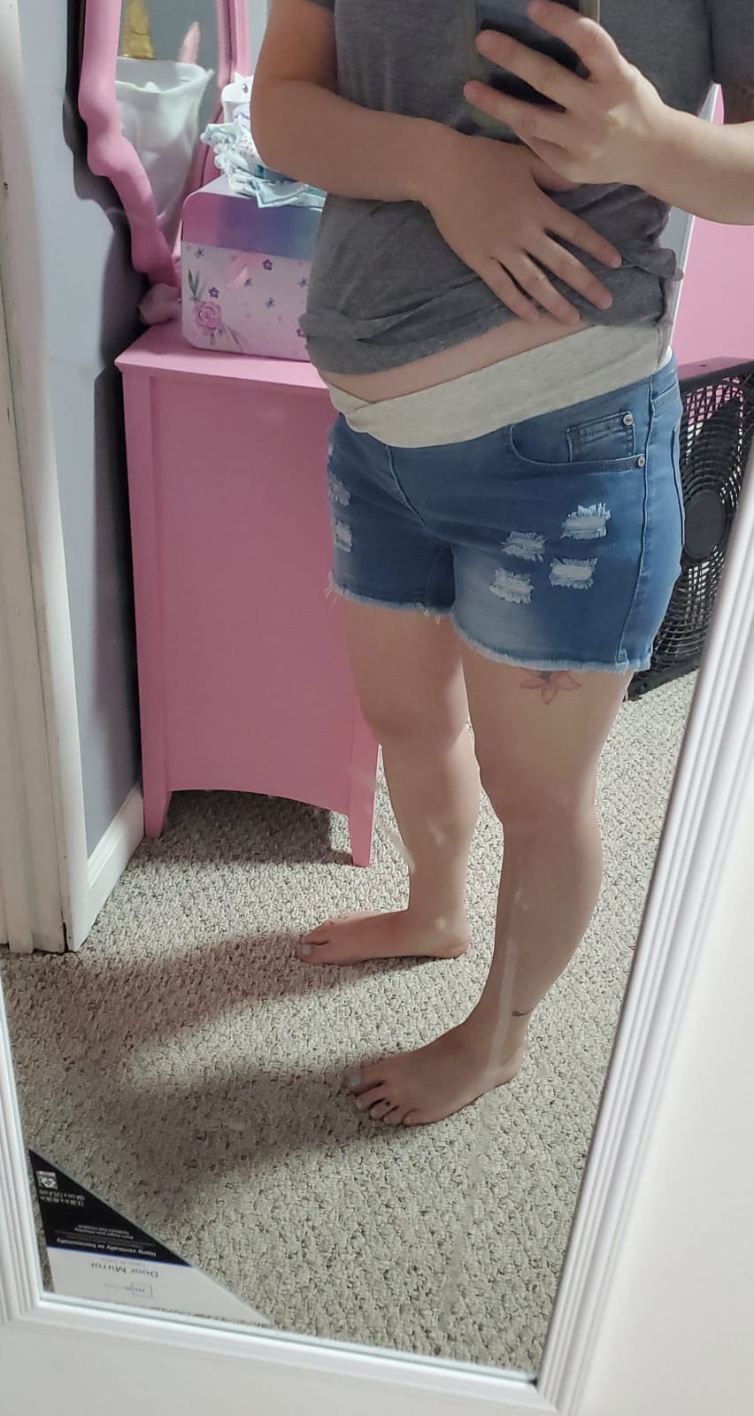 Foucome Women's Maternity Jean Shorts Roll Hem Denim Shorts customer photo 1