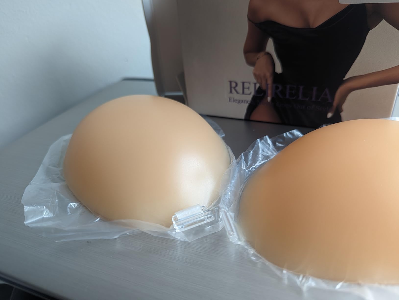 RELIRELIA Women's Sticky Self Adhesive Invisible Strapless Reusable Silicone Push Up Backless Bra customer photo 1