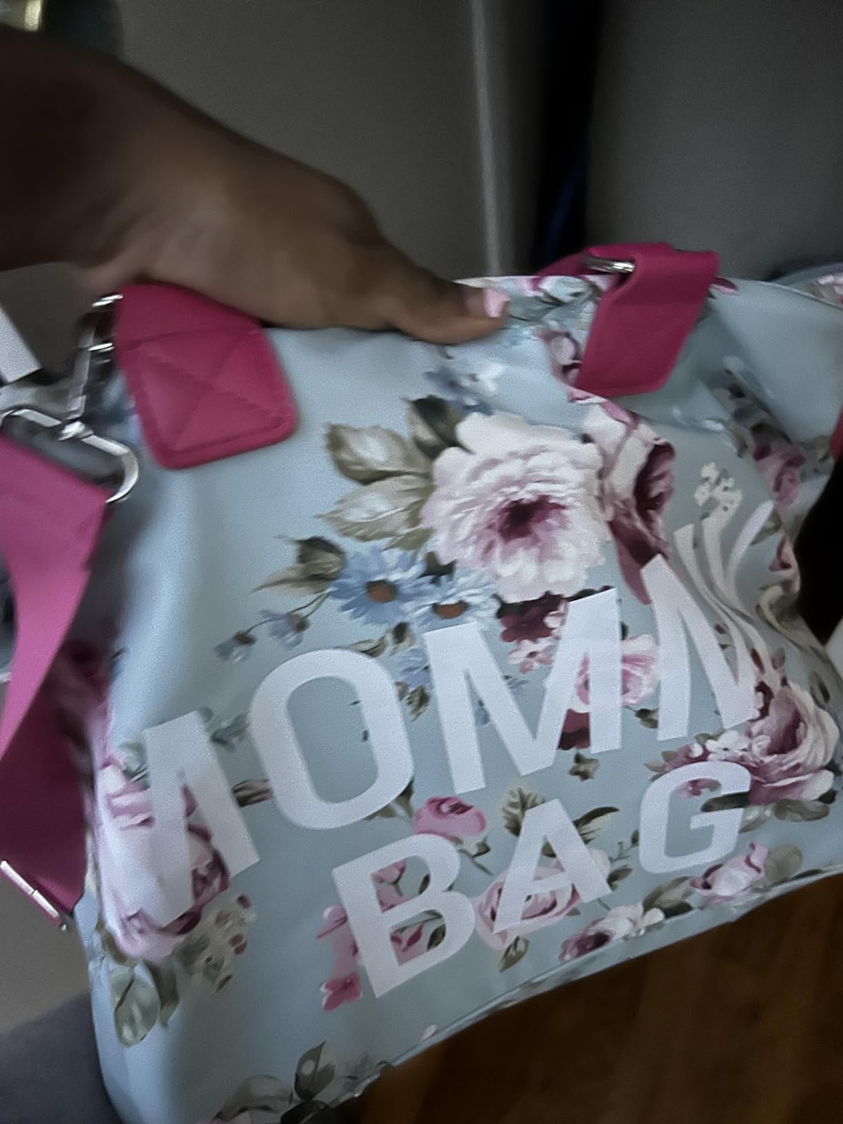 LitBear Mommy Bag for Hospital, Hospital Tote for Labor and Delivery, Large Capacity Waterproof Mommy Organizer, Multifunction Overnight Tote for Women, Mom Bag with Straps (Blue Floral) customer photo 1
