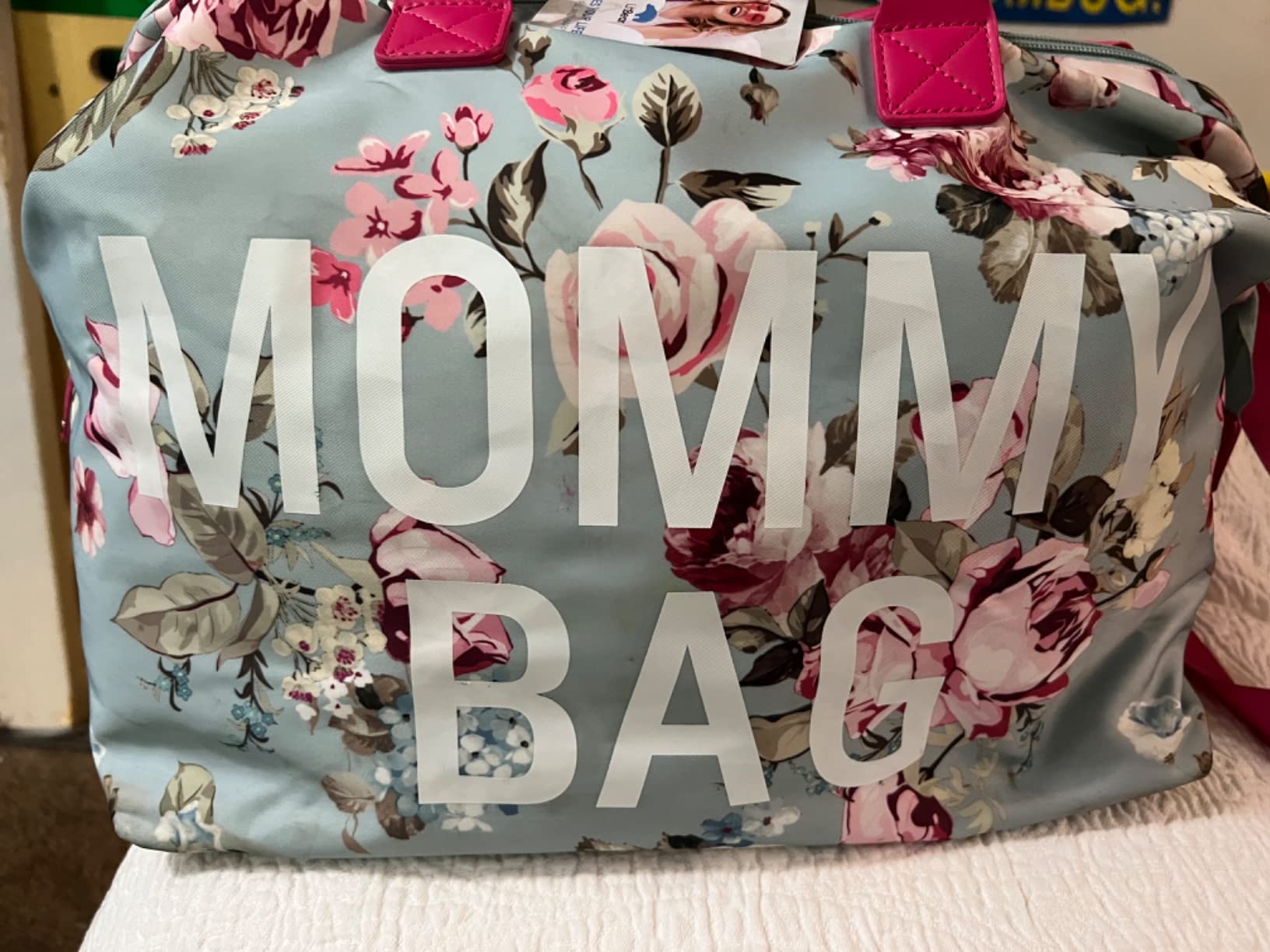 LitBear Mommy Bag for Hospital, Hospital Tote for Labor and Delivery, Large Capacity Waterproof Mommy Organizer, Multifunction Overnight Tote for Women, Mom Bag with Straps (Blue Floral) customer photo 2