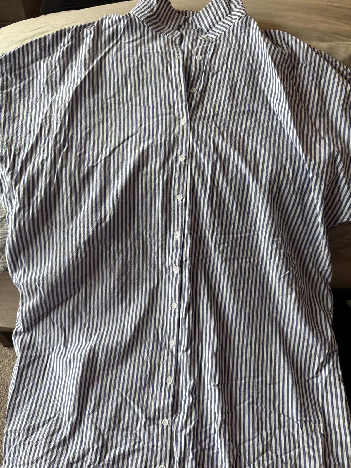 chouyatou Women's Casual Long Sleeve Button Down Loose Striped Cotton Maxi Shirt Dress customer photo 1