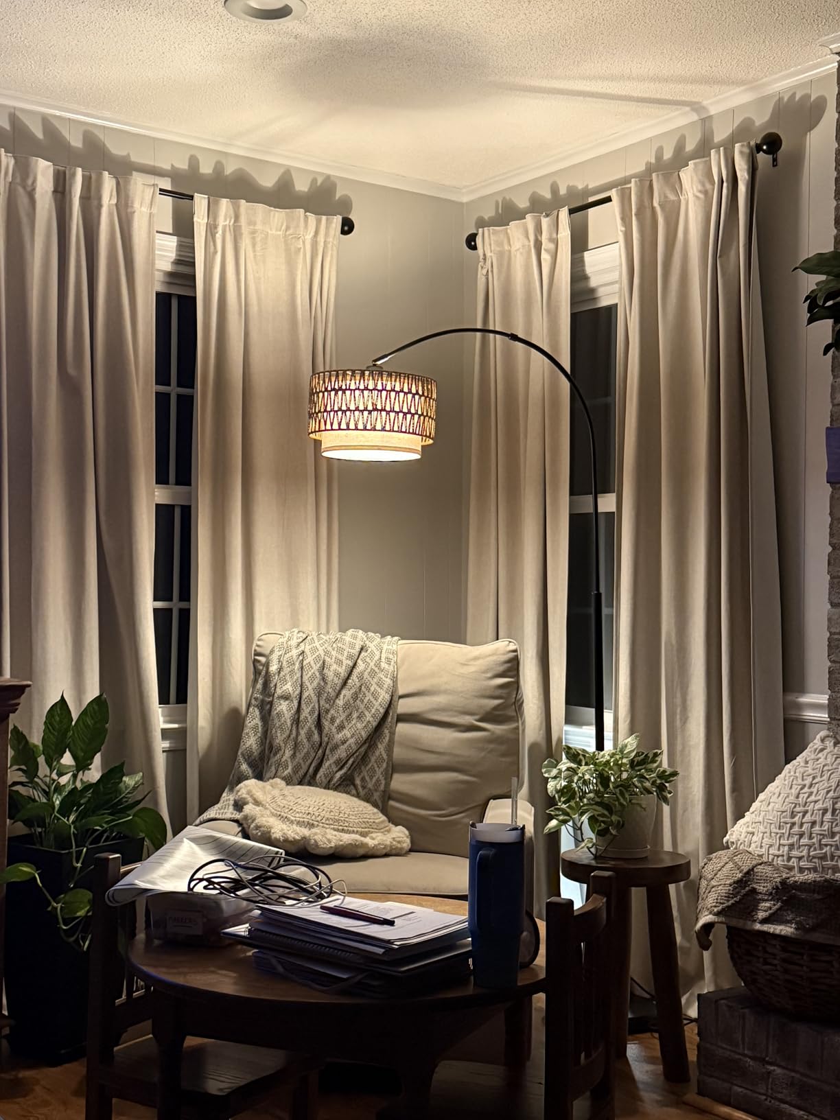 Seaside village Arc Floor Lamps for Living Room, Modern Standing Lamp with Adjustable Hanging Drum Shade, Tall Pole Lamp with Foot Switch, Over Couch Arched Reading Light for Bedroom, Office (Black) customer photo 2