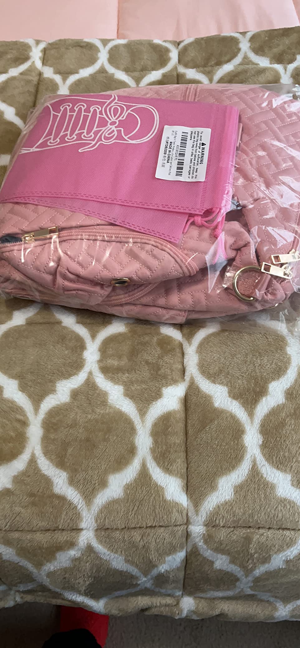 Duffle Bag for Travel, Weekender Bag with Shoe Compartment, Carry On Overnight Bag for Women with Toiletry Bag, 50L Gym Bag with Wet Pocket, Hospital Bags for Labor and Delivery Pink customer photo 2