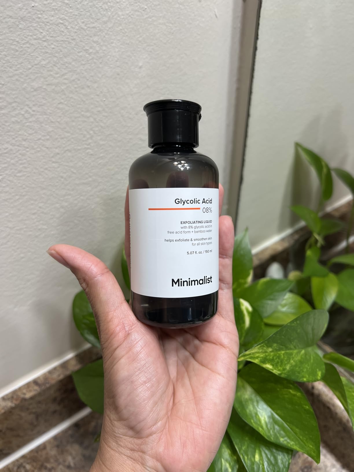 Minimalist Glycolic Acid 8% Exfoliating Toner for Glowing Skin | Multi-Functional Exfoliating Toner with Bamboo Water for Body, Face, Underarms & Scalp | for Women & Men | 5 Fl Oz / 150 ml customer photo 1