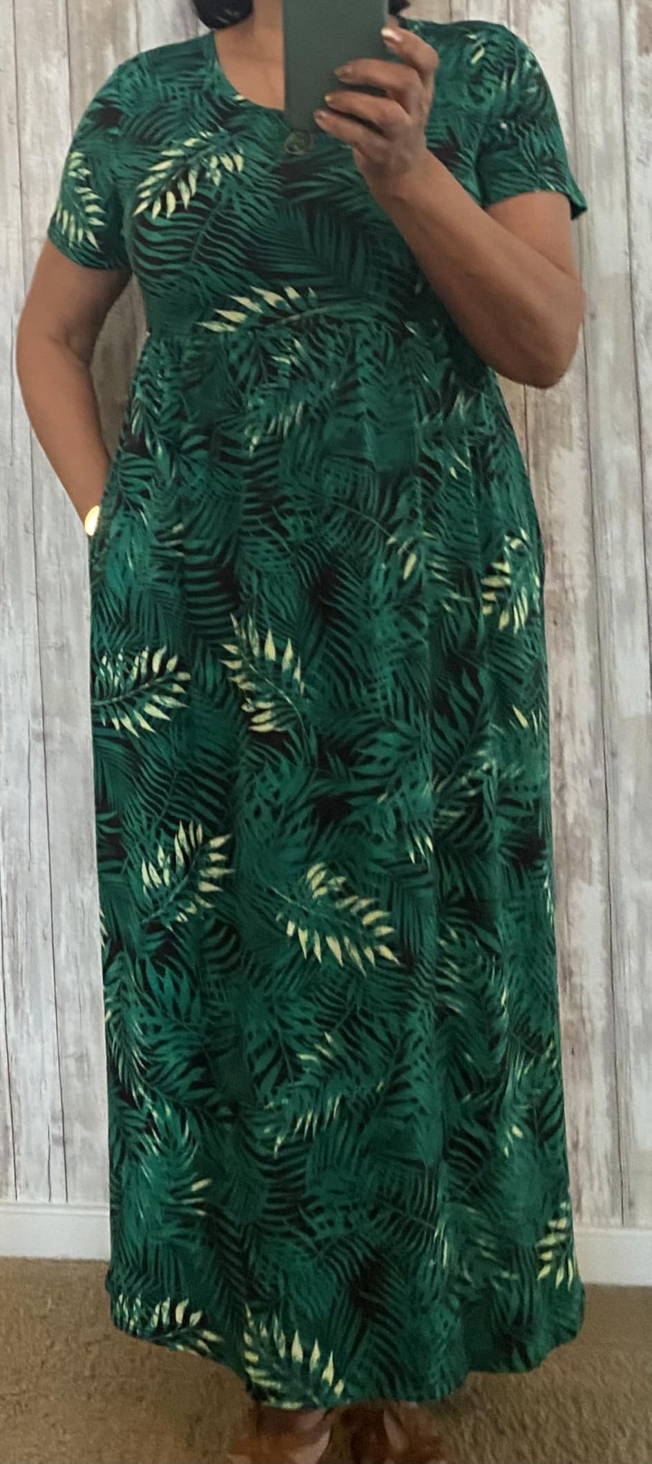 DB MOON Women's Summer Maxi Dress Casual Short Sleeve Empire Waist Pockets customer photo 1