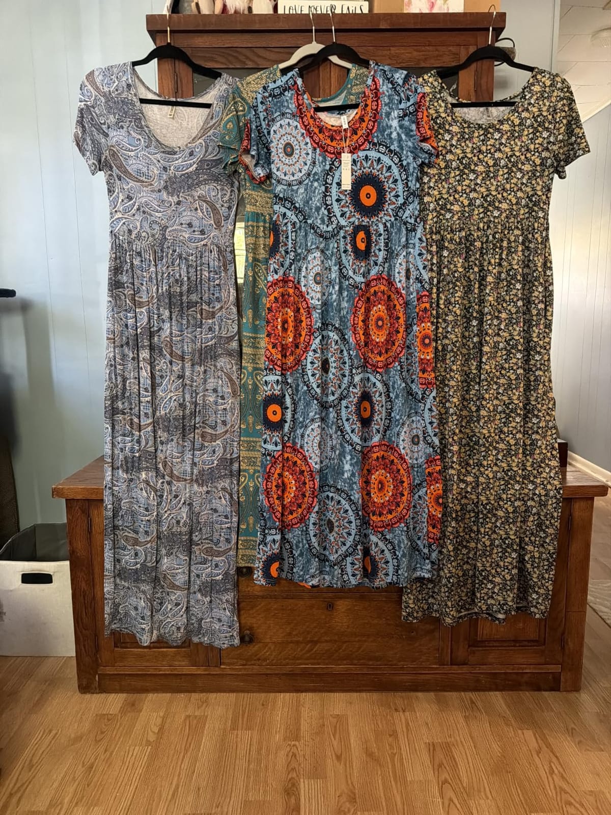 DB MOON Women's Summer Maxi Dress Casual Short Sleeve Empire Waist Pockets customer photo 2
