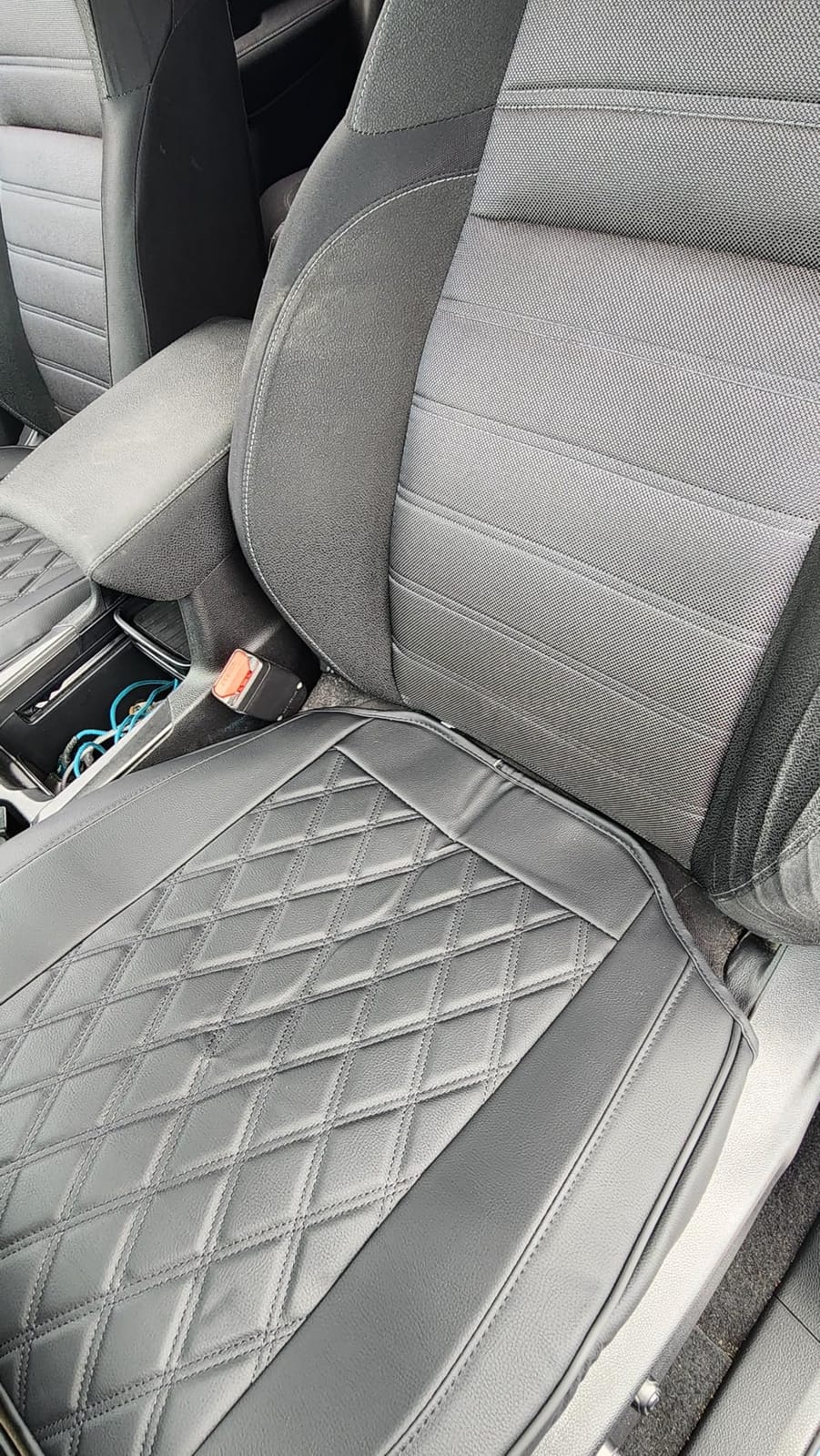 BEITK 2 Pack Leather Front Car Seat Bottom Covers Black customer photo 1