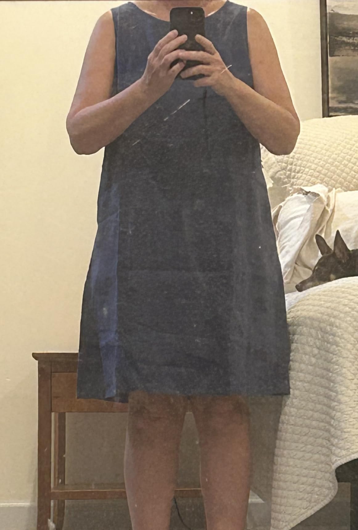 Amazhiyu Women's 100% Linen Summer Sleeveless Shift Tank Dress with Pocket customer photo 1