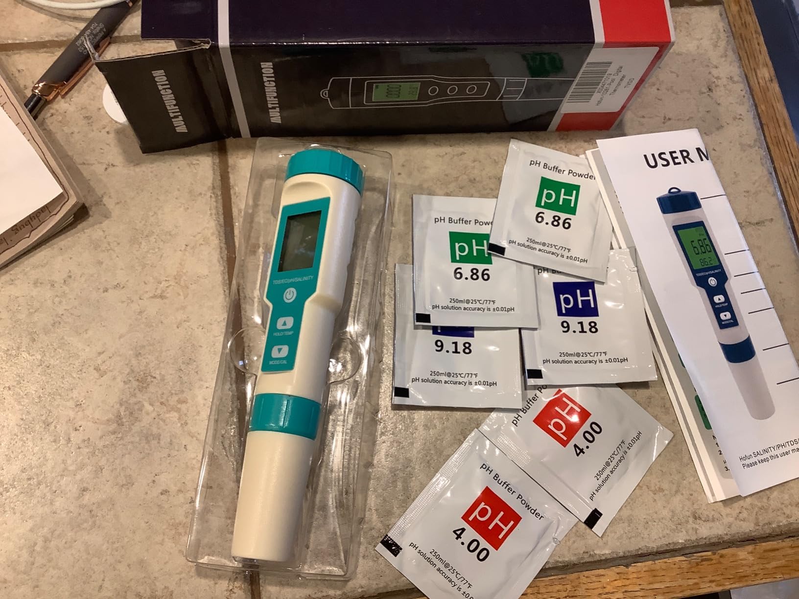 Pool Salt Tester & PH Meter, Hofun Digital Salinity Meter and PH Tester for Aquarium and Pool Saltwater Water, 5 in 1 Salinity PH Temp EC and TDS Meter, Aquarium Swimming Pool Hot Tub, Multiparameter customer photo 1