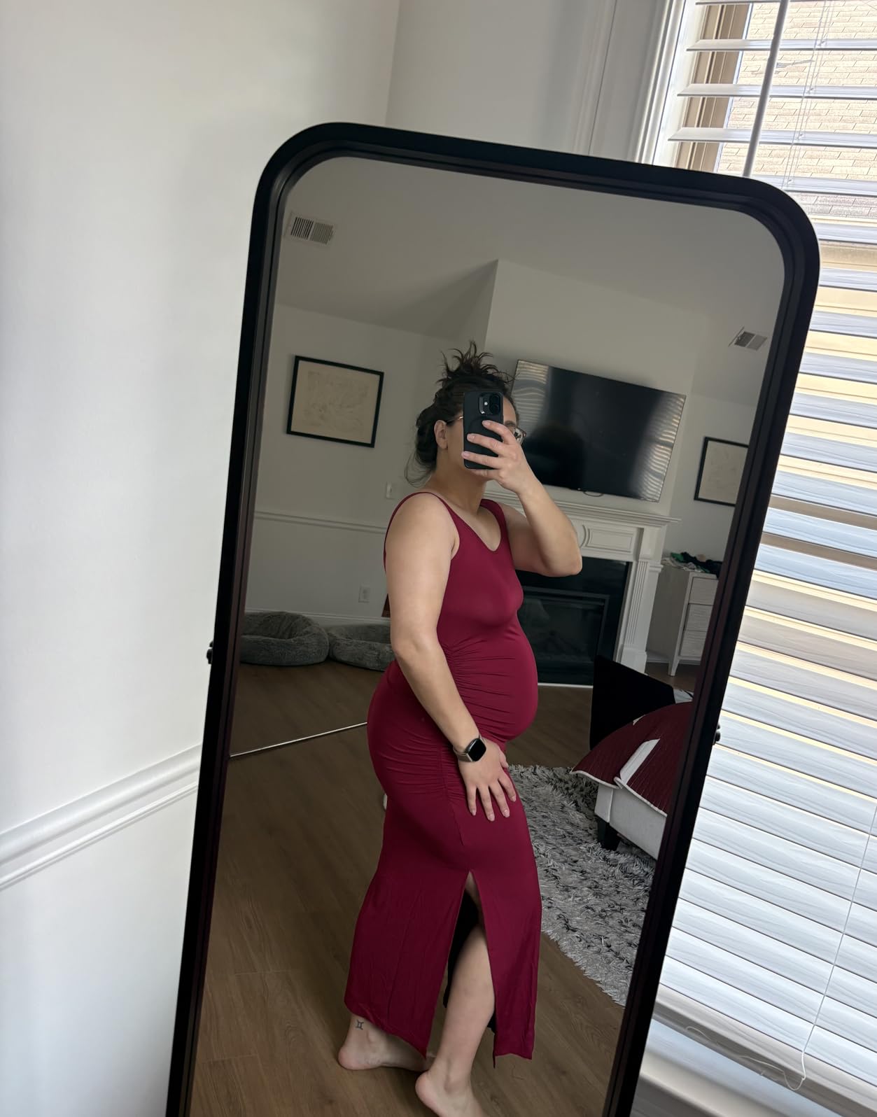 Smallshow Women's Split Long Maternity Dress customer photo 2