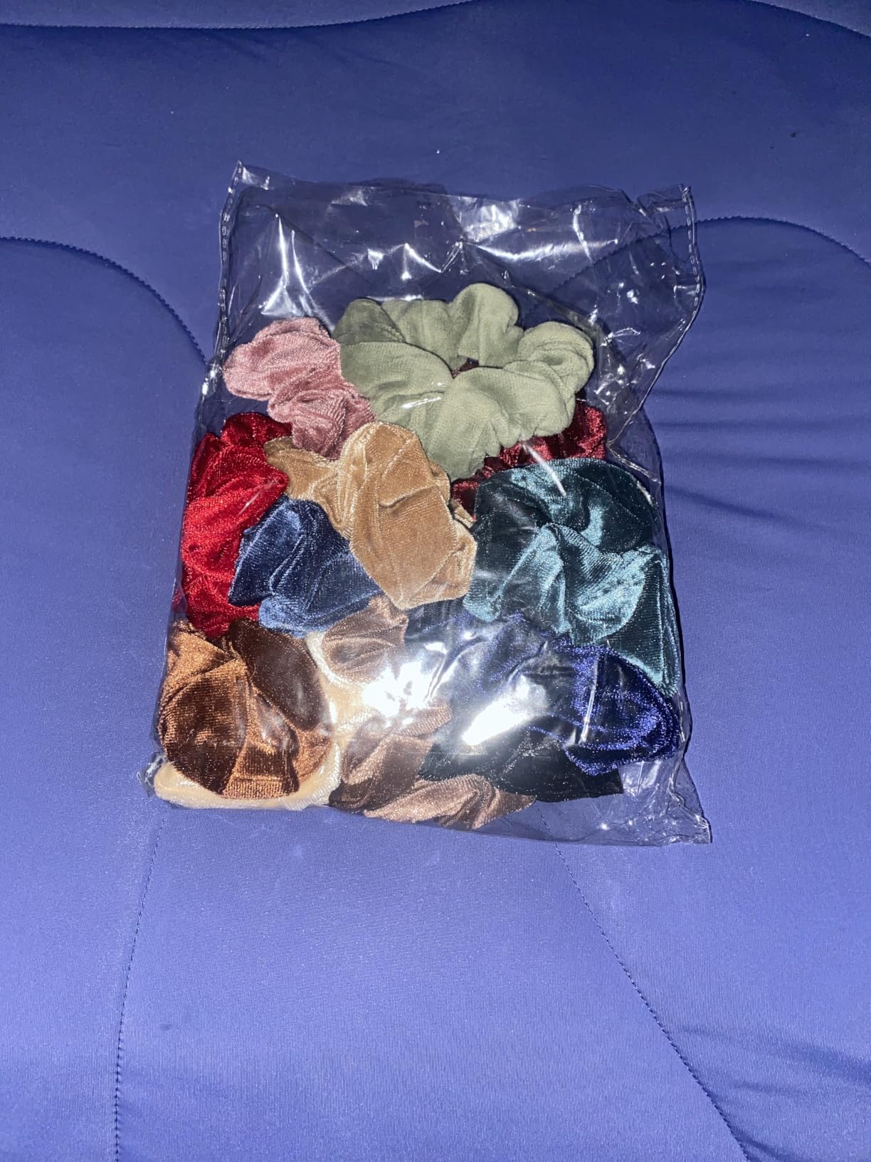 IVARYSS Velvet Scrunchies for Women, 12 Pcs Dark Colors Classic Elastic Thick Scrunchy Bands Ties, Soft Ropes Ponytail Holder Hair Accessories customer photo 2