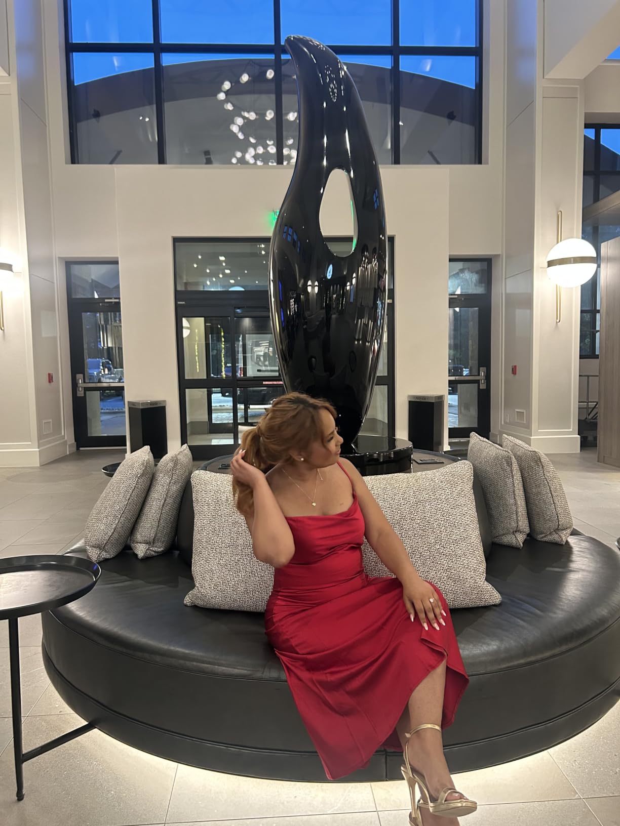 Women's Spaghetti Strap Midi Satin Silk Dresses Slip Cowl Neck Party Cocktail Evening Sexy Dress customer photo 1