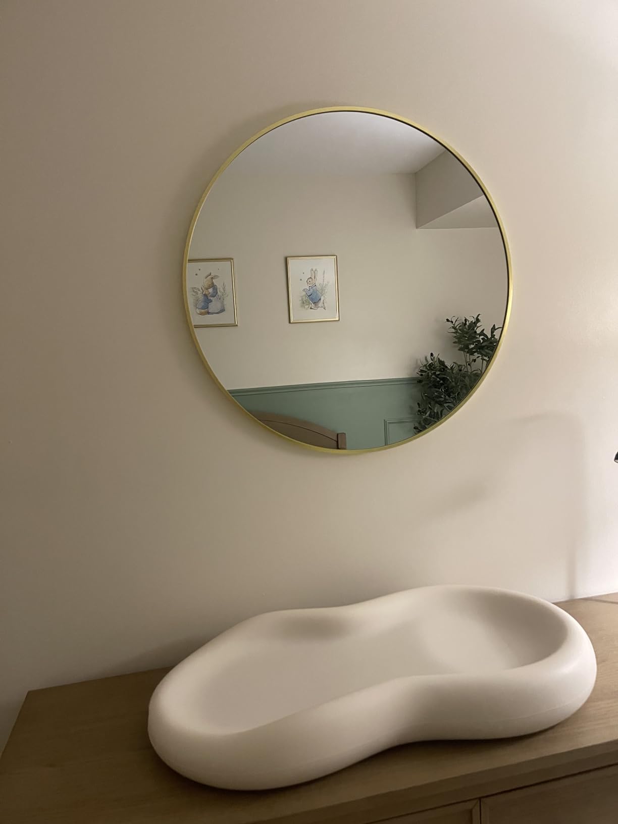 Sunniry Black Round Mirror, Round Mirror 24 inch, Matte Black Metal Frame customer photo 2
