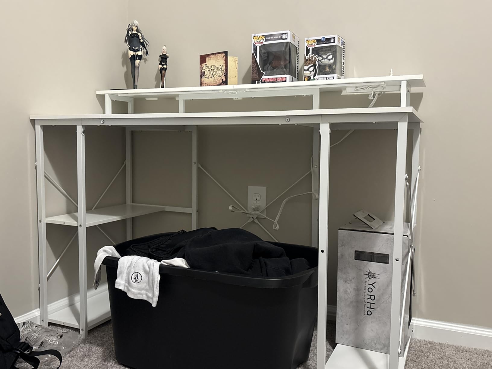 ODK 55 Inch Gaming Desk with LED Lights & Storage Shelves, Black customer photo 2
