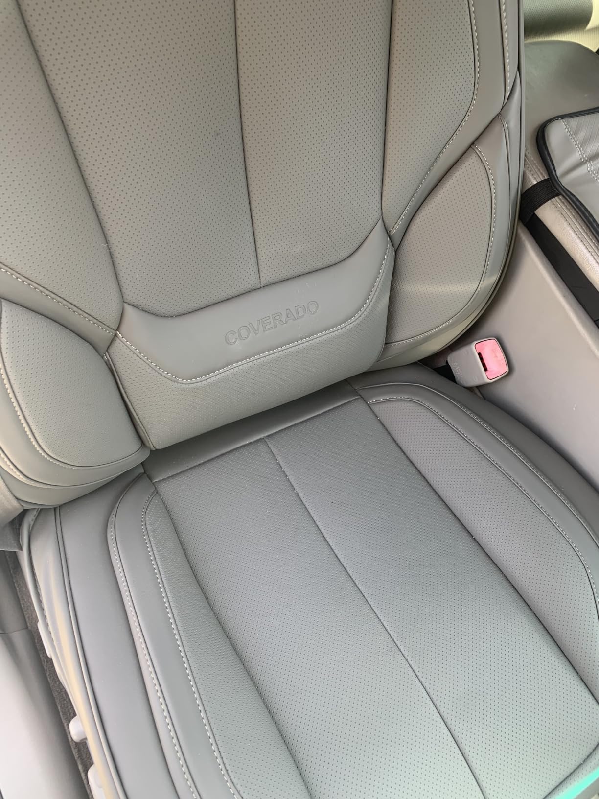 Coverado Universal Seat Covers Front, 2-Pack Universal Seat Covers for Cars, Waterproof Nappa Leather Car Seat Covers with Head Pillow, Auto Protectors Fit for Most Sedans SUV Pick-up Truck-Black customer photo 2