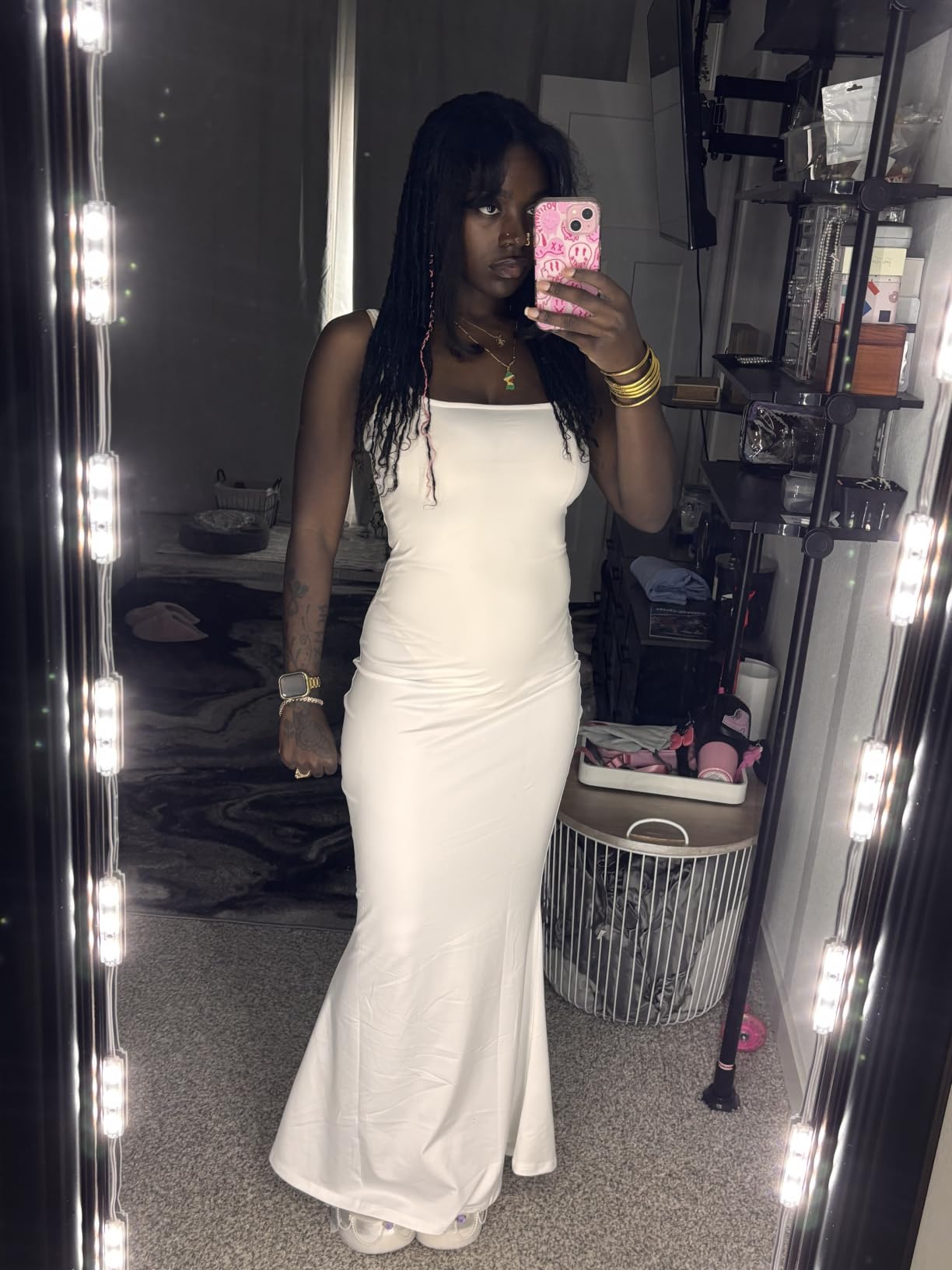 VIUTIL Women's Maxi Bodycon Dress Sexy Spaghetti Strap Sleeveless Tight Slip Long Dresses 2023 customer photo 1