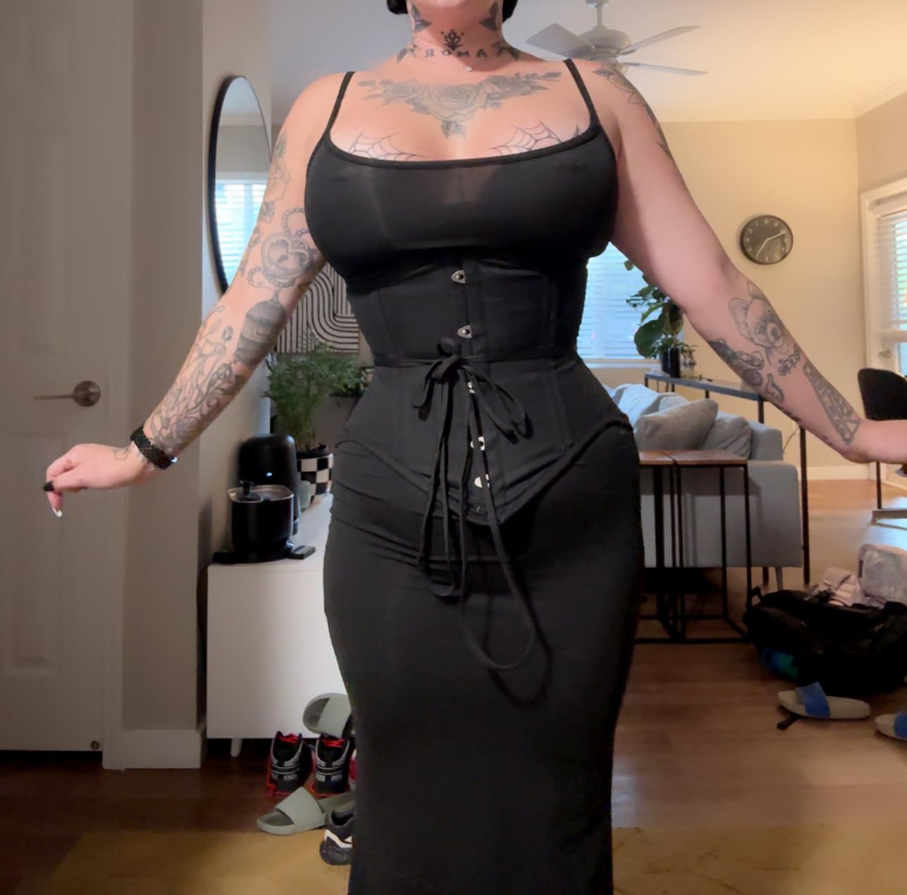 Heavy Duty Waist Trainer Womens Conical Curvy Corset Underbust Steel Boned Cotton Corset customer photo 2