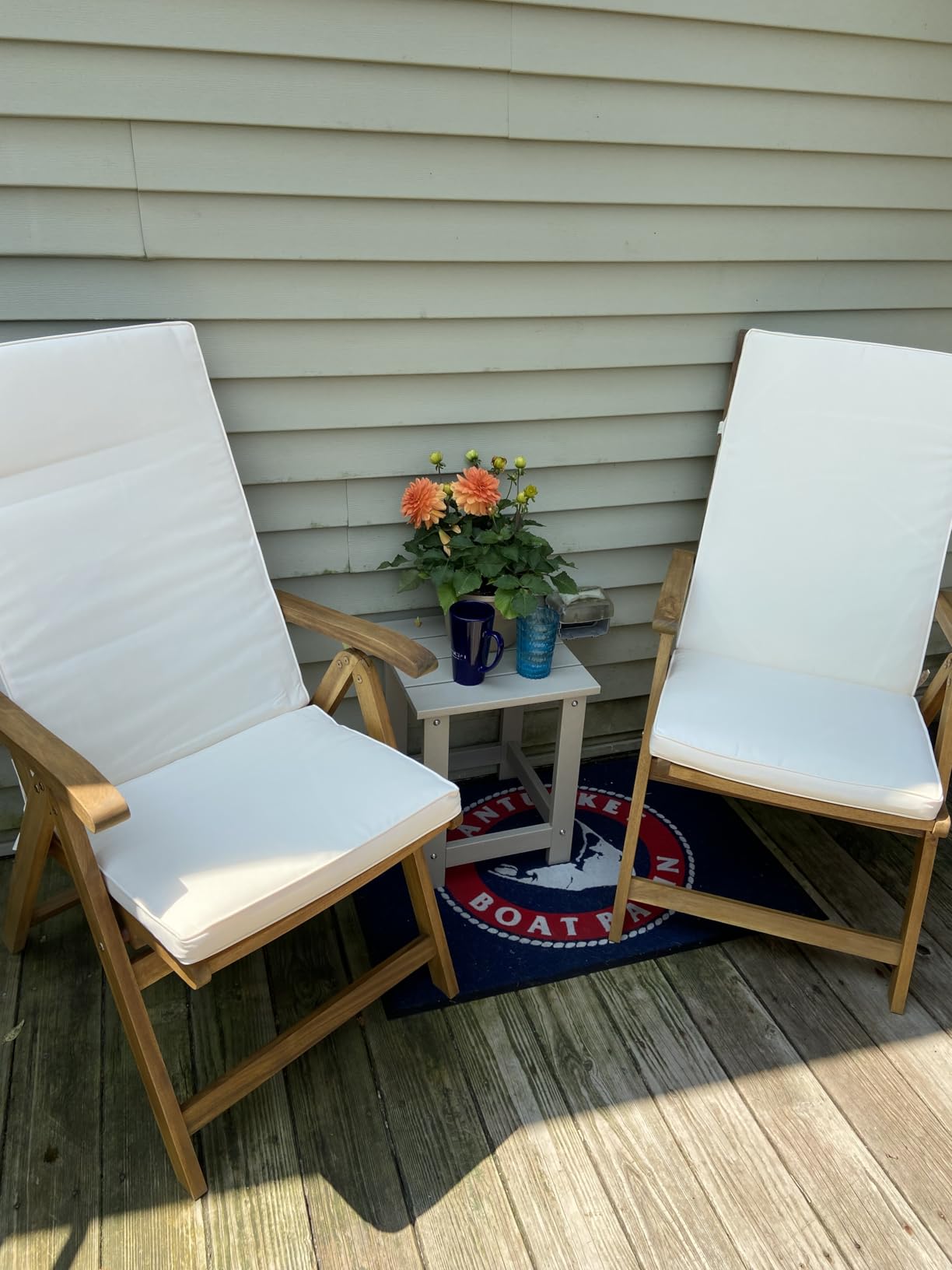 OC Orange-Casual Folding Patio Dining Chair Set of 4, Wood Chair, Beige customer photo 2