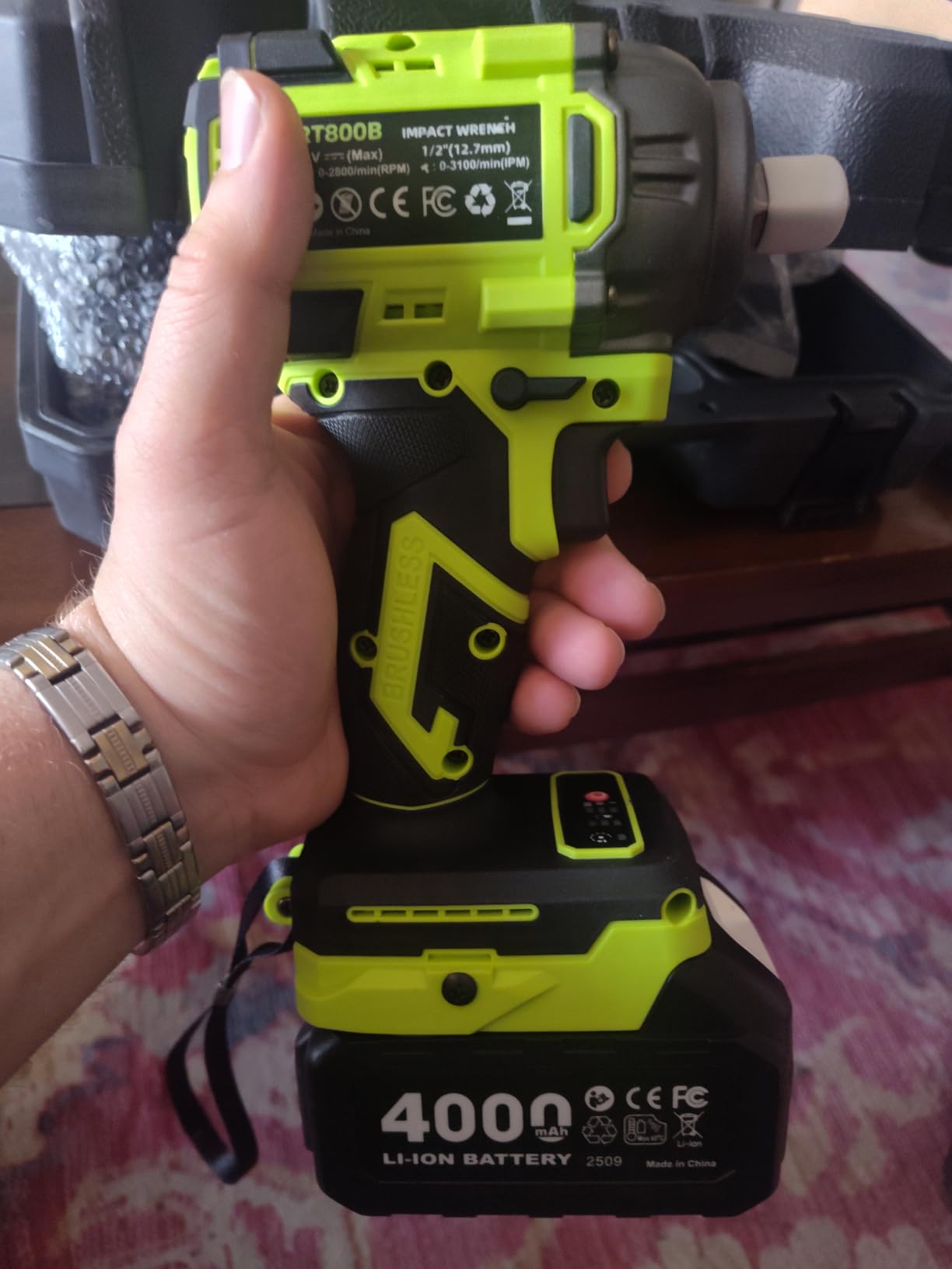 Robustrue Cordless Impact Wrench, 590Ft-lbs (800N.m) Brushless 1/2 inch, 2800RPM High Torque Impact Gun, 2x 4.0Ah Battery, Charger, 4 Sockets, Electric Impact Wrench for Car Home customer photo 1