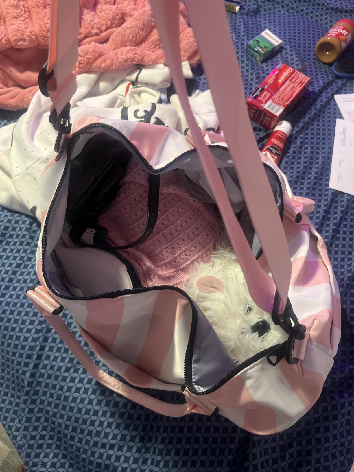 TOPBAG Travel Duffle Bag, Waterproof Weekender Carry On Tote Bags for Women, Sport Gym Bag for Men, Hospital Bag for Labor and Delivery, Overnight Luggage Bag with Trolley Sleeve Coral Pink customer photo 1