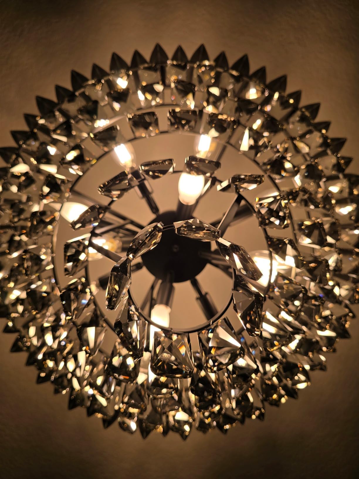 A AXILIXI Large Crystal Chandeliers Modern 30”Black Ceiling Chandelier Light Fixture for High Ceiling 6 Tiers Round Pendant Chandeliers for Foyer Living Room Staircase Dining customer photo 1