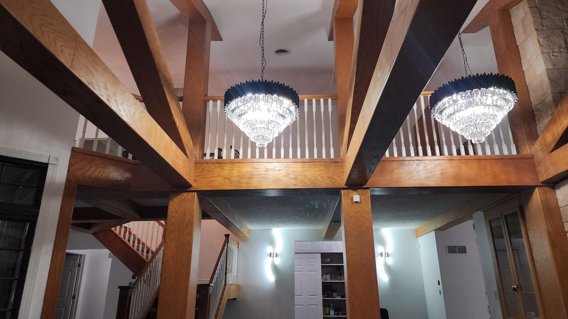 A AXILIXI Large Crystal Chandeliers Modern 30”Black Ceiling Chandelier Light Fixture for High Ceiling 6 Tiers Round Pendant Chandeliers for Foyer Living Room Staircase Dining customer photo 2