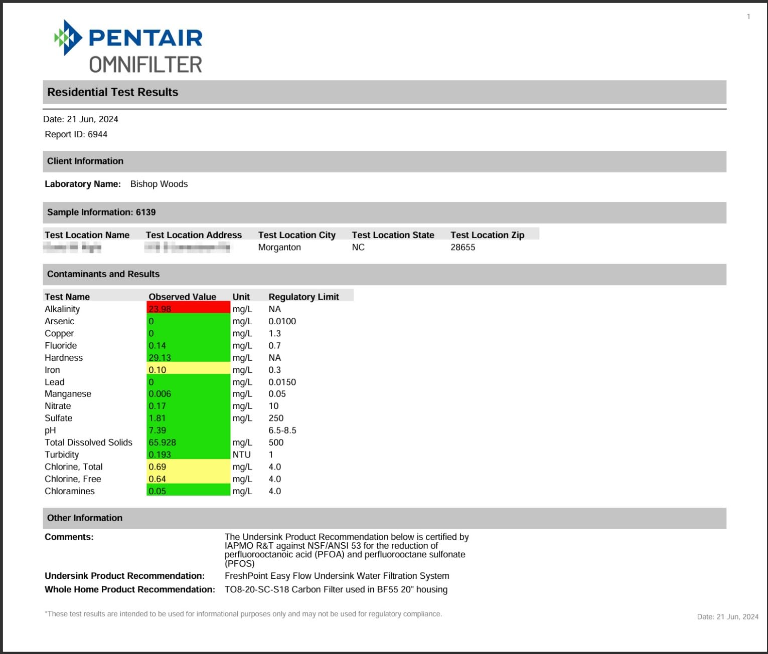 Pentair OMNIFilter Mail-in Home Water Test Kit, Lab Analysis customer photo 1