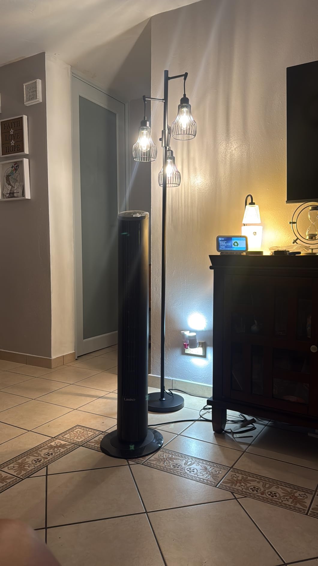 Ziisee Dimmable Floor Lamp, 3 x 800LM LED Edison Bulbs Included, Farmhouse Industrial Floor Lamp Standing Tree Lamp with Elegant Cage Tall Lamps for Living Room Bedroom Office - Black customer photo 1