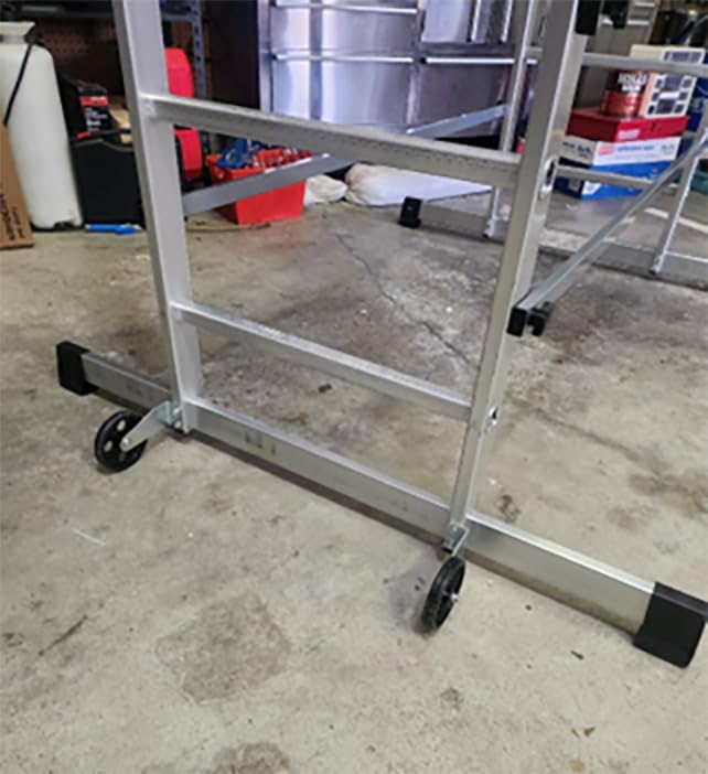 APARECIUM 10' Foldable Aluminum Scaffolding Ladder, Multipurpose Rolling Work Platform, Scaffold Tower, Ladder Stool Bench, Adjustable Platform, 330 Lbs Duty Rate customer photo 2
