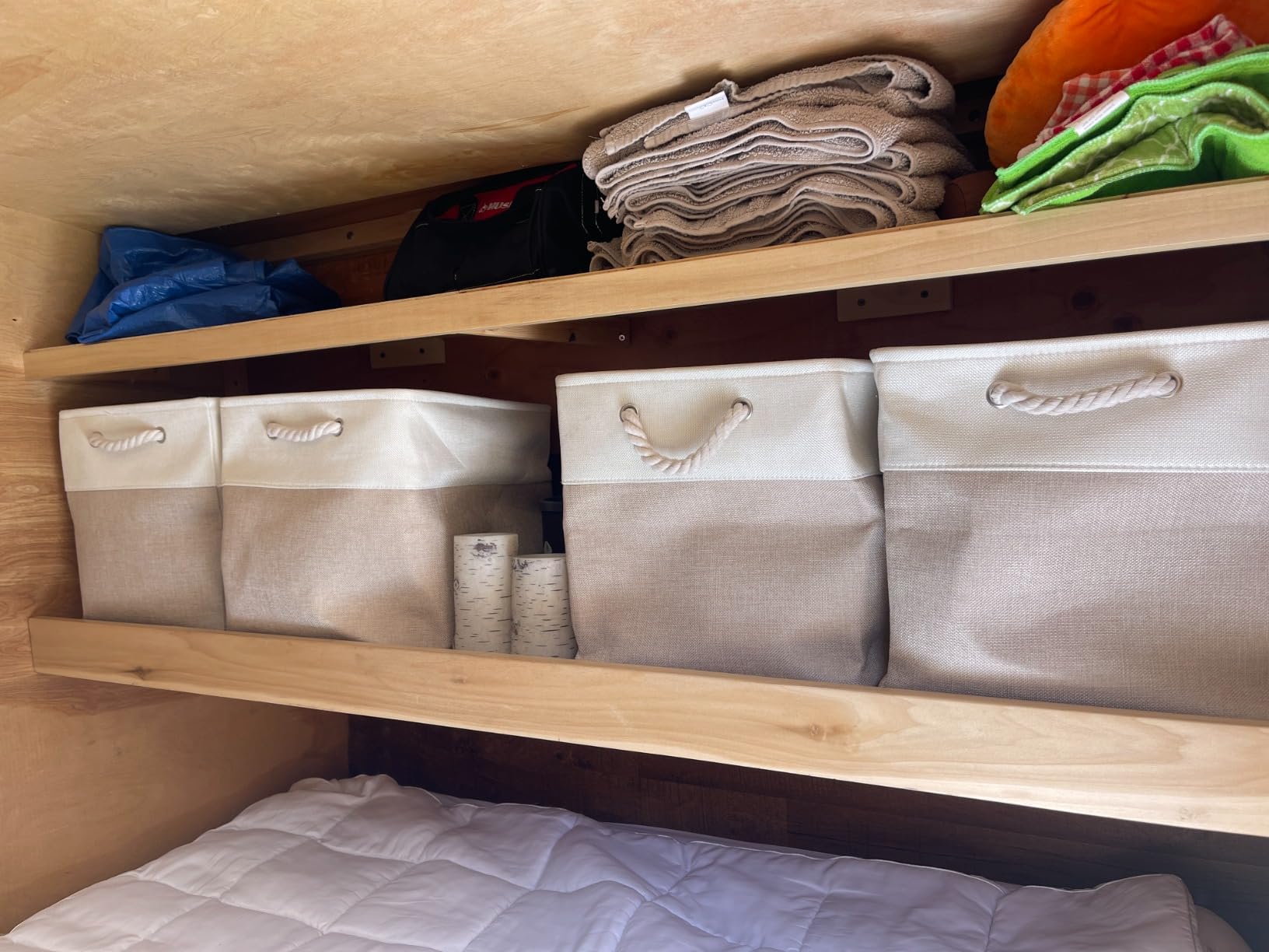 OrganiHaus 11x11 Cube Storage Bins, 4-Pack Fabric Cubes, Rope Handles customer photo 1