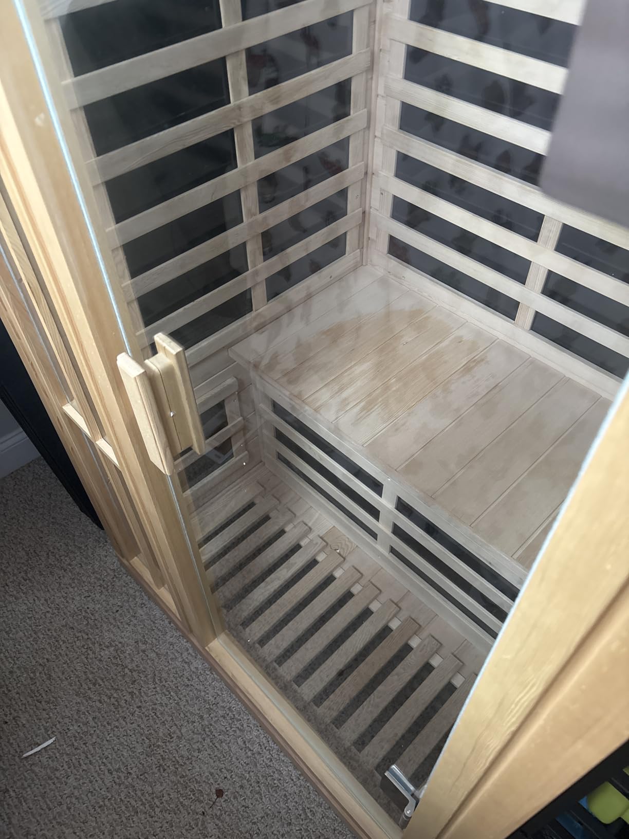 Kanlanth 2 Person Low EMF Far Infrared Sauna, 5 Heating Panels, 1500W/120V, Canadian Hemlock Indoor Sauna with Bluetooth Speakers, Reading Lights, Roof Vent, Tempered Glass customer photo 2