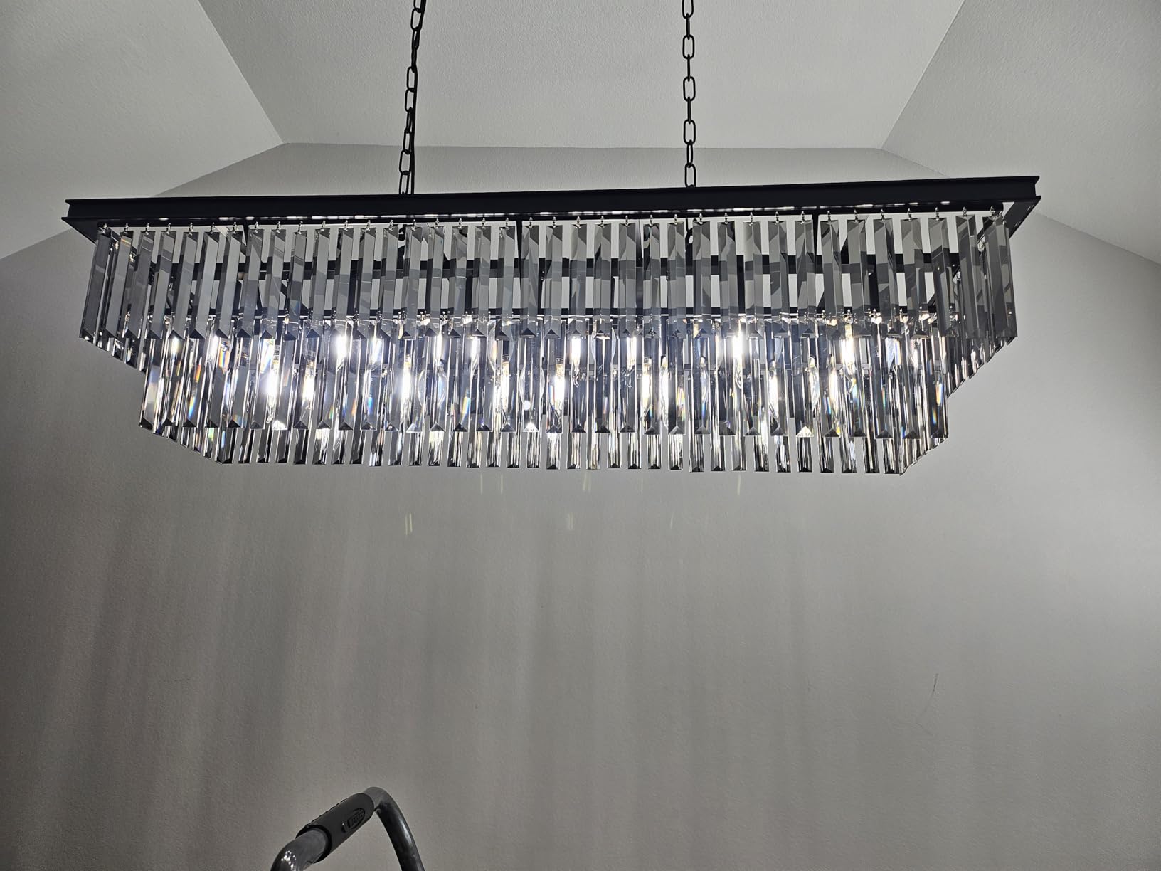 Wellmet Gold Chandelier 57 inch, 13-Light Modern Rectangular Crystal Chandelier Ceiling Hanging, Linear Chandeliers Light Fixture for Living Room, Dining Room, Bedroom, Kitchen Island customer photo 2