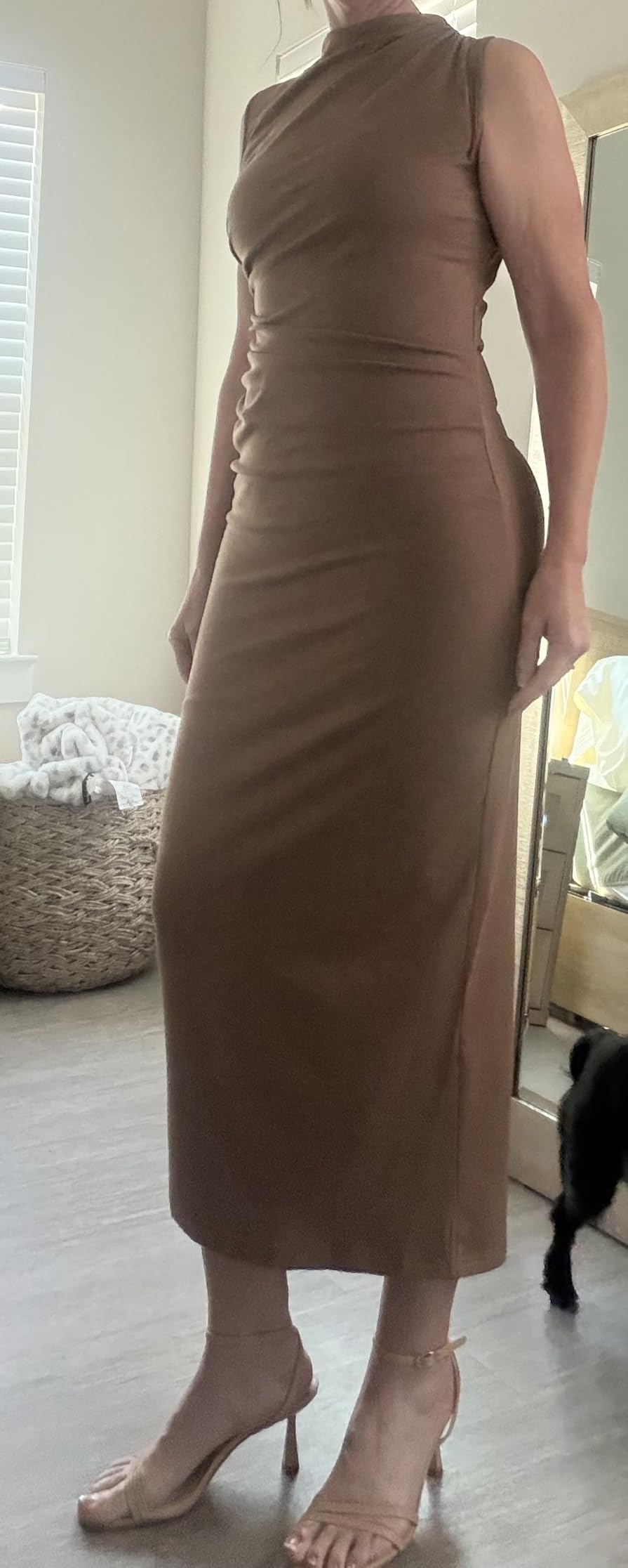 BTFBM Women Ruched Bodycon Maxi Dresses Summer Casual customer photo 1