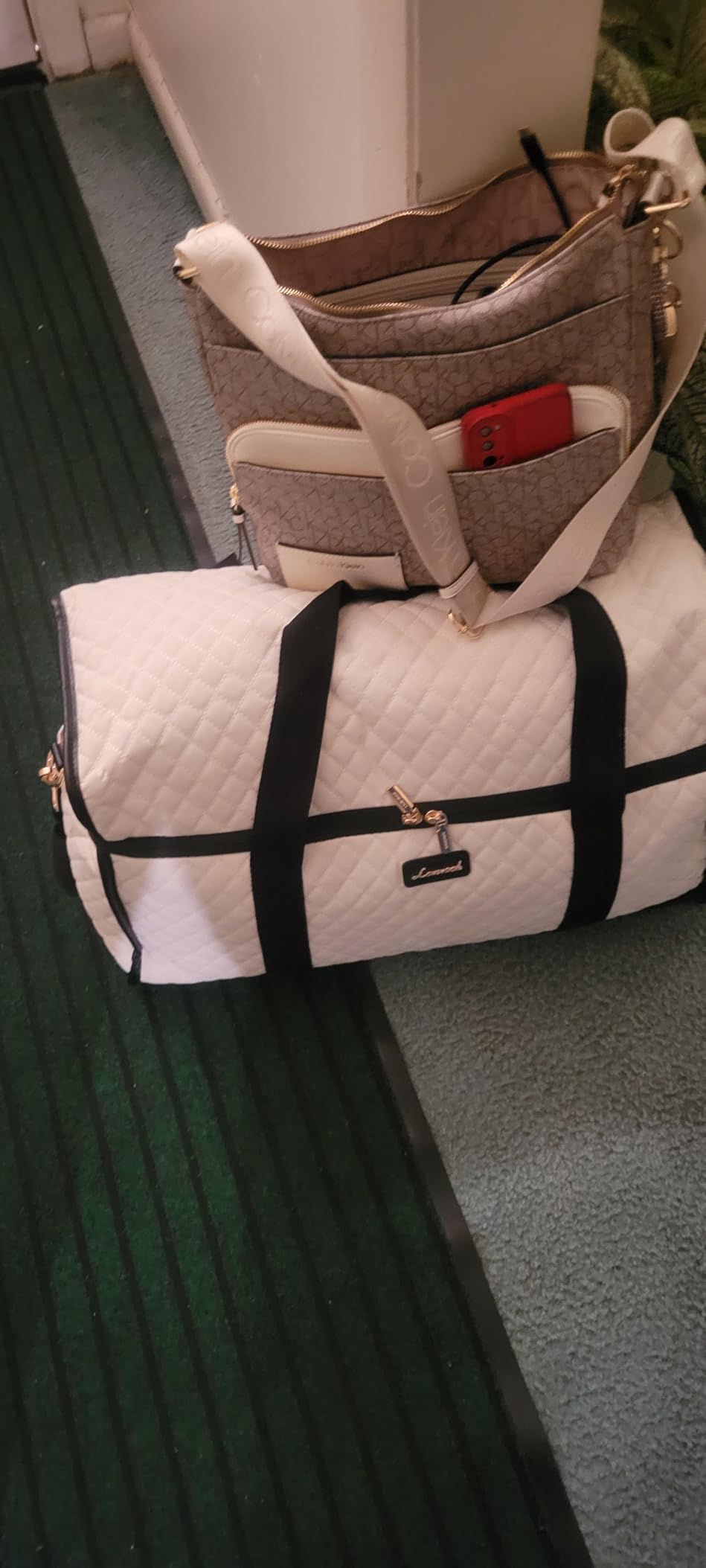 LOVEVOOK Travel Duffle Bag, Carry On Weekender Overnight Bag Hospital Bag with Toiletry & Wet Pocket, 3pc Set customer photo 1