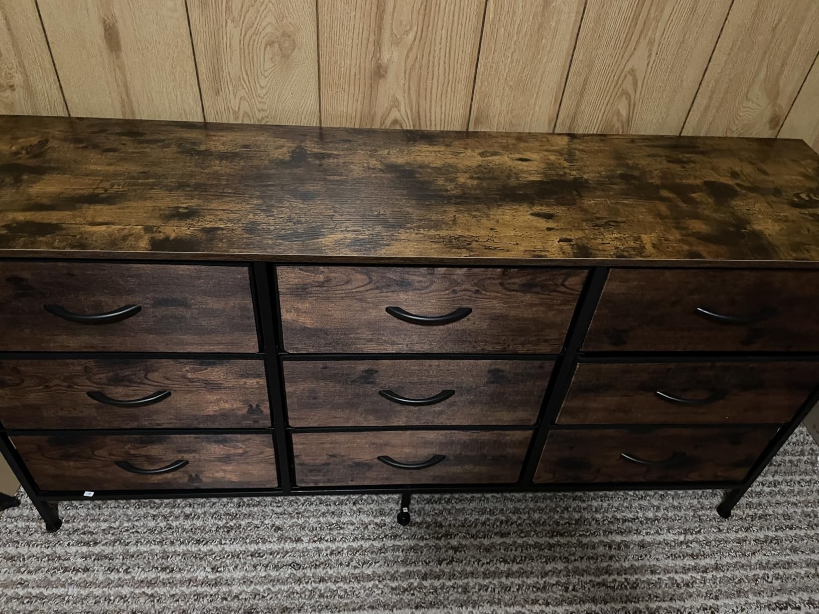 Huuger 63 Inch Dresser for Bedroom, Dresser for Closet with 9 Fabric Drawers, Large TV Stand for 55, 65, 70 Inch TV, Entertainment Center with Storage, Wide Long Chest of Drawers, Rustic Brown customer photo 1