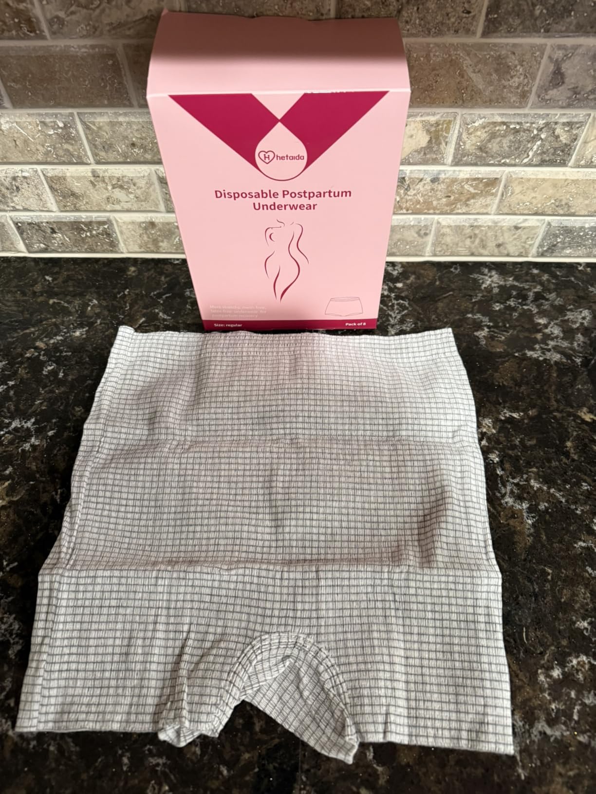 hetaida Postpartum Disposable Underwear, C-Section Underwear for Women, High Waist Maternity Panties, Latex-Free, Super Breathable & Soft, High Stretchable, 8 Count Grey customer photo 2