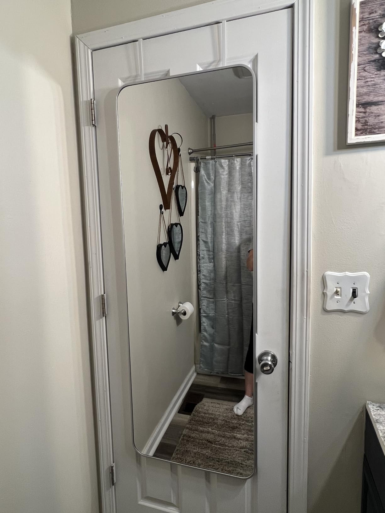 SCWF-GZ 47x14 Full Length Mirror Over the Door,Wall Mounted/Rope Hang Black customer photo 2