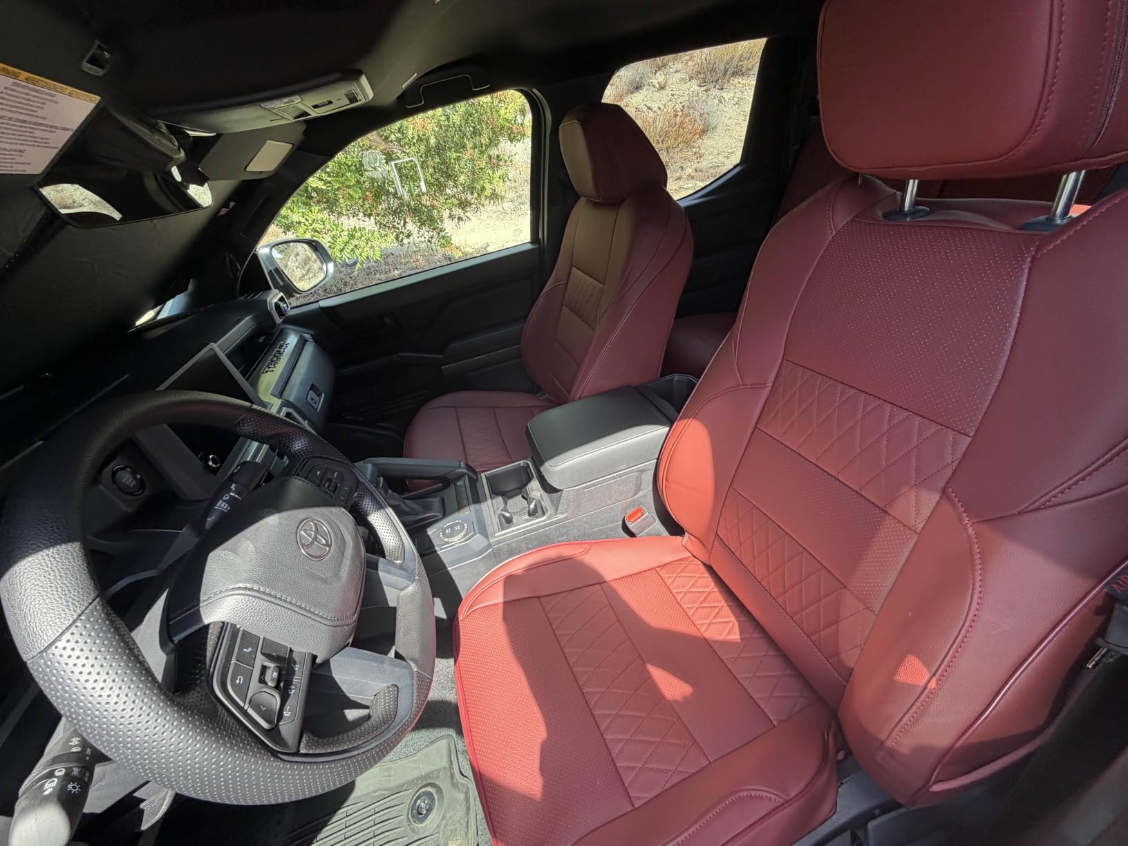 EKR Tacoma Car Seat Covers Custom Fit for Toyota Tacoma (Petrol) 2024 2025 2026 DoubleCab/CrewCab SR/SR5/TRD Sport/TRD Off-Road/Limited -Truck Seat Covers Full Set,Faux Leather(Burgundy) customer photo 1