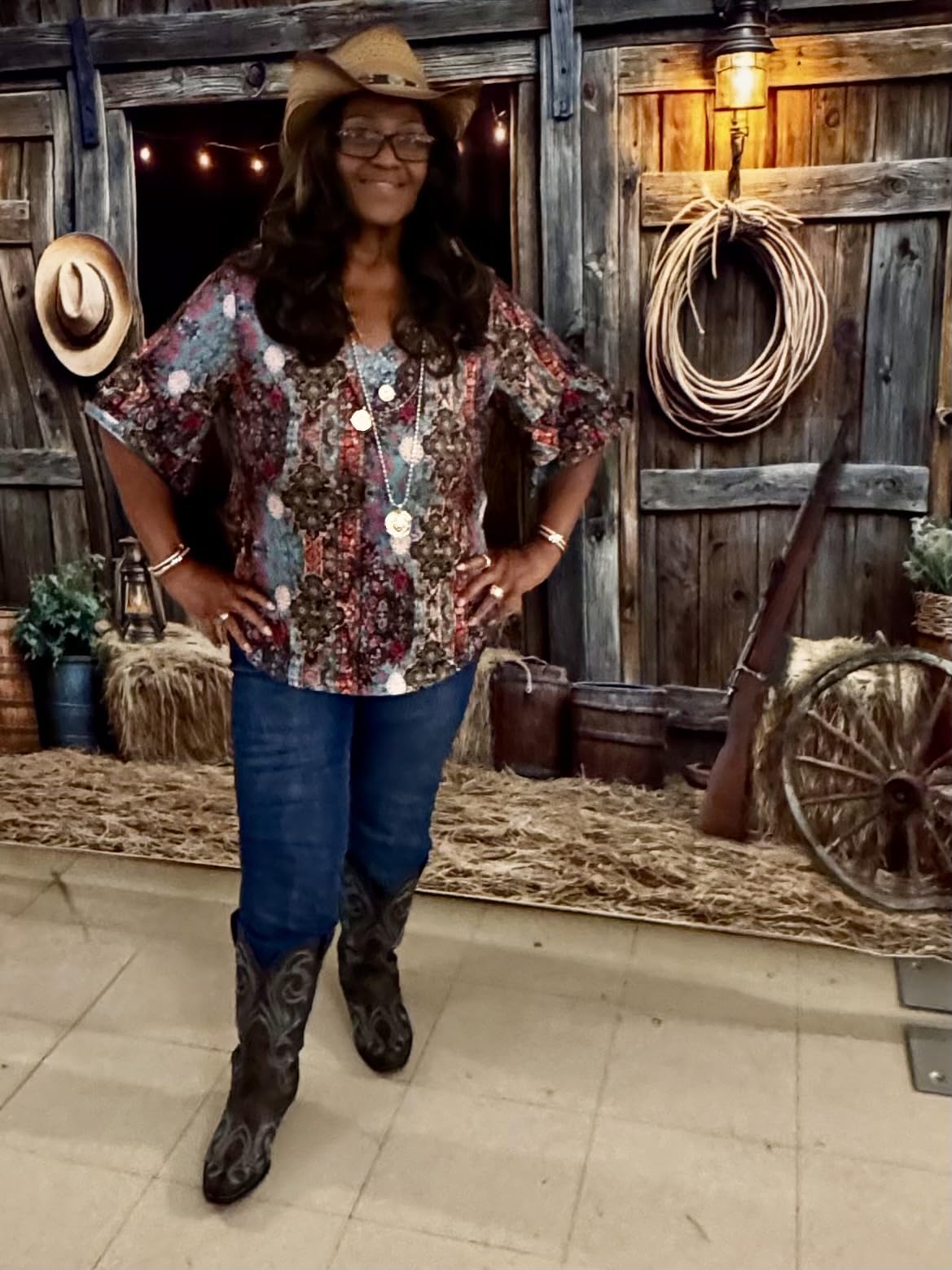 DREAM PAIRS Women's Cowboy Cowgirl Mid Calf Boots customer photo 2