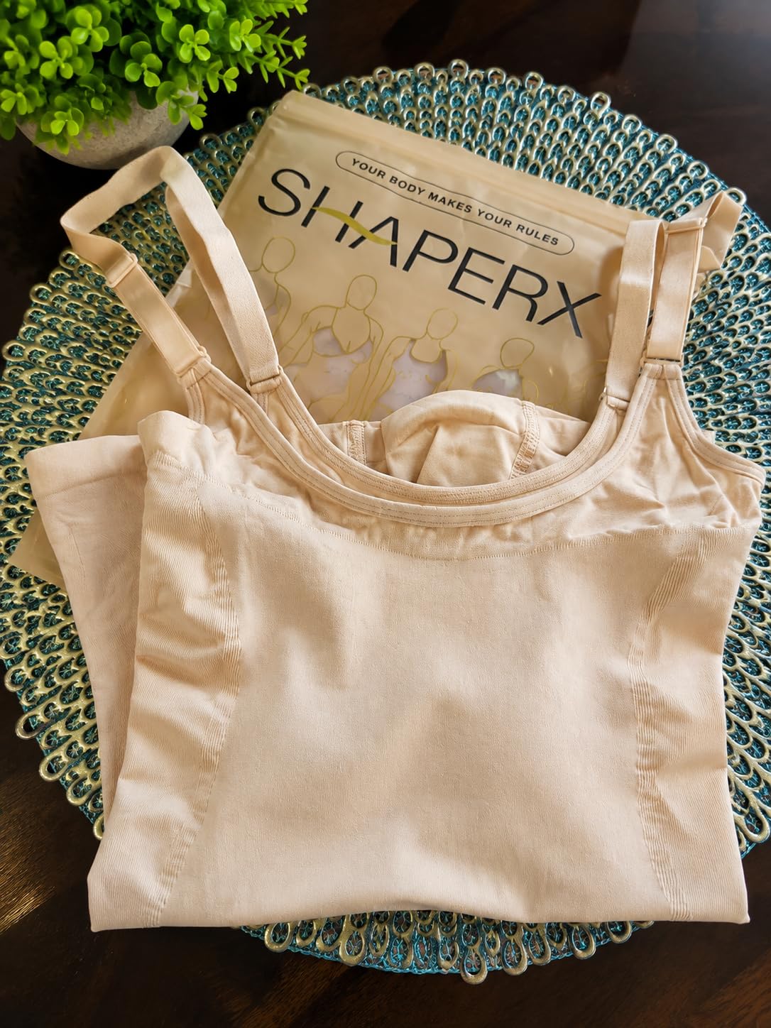 SHAPERX Women's Tummy Control Shapewear Bodysuit Seamless Body Shaper Mid Thigh Shaping Shorts customer photo 1