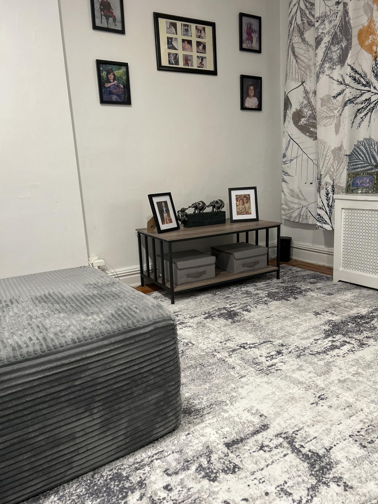 Homeiju Coffee Table for Living Room with Slatted Sides Frame, Modern Farmhouse Living Room Table with 2-Tier Storage Shelf for Home Office, Apartment, Grey Wash, 39 inch customer photo 2