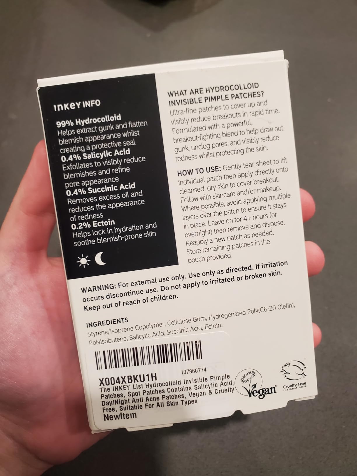 The INKEY List Hydrocolloid Invisible Pimple Patches, Spot Patches Contains Salicylic Acid, Day/Night Anti Acne Patches, Vegan & Cruelty Free, Suitable For All Skin Types customer photo 1
