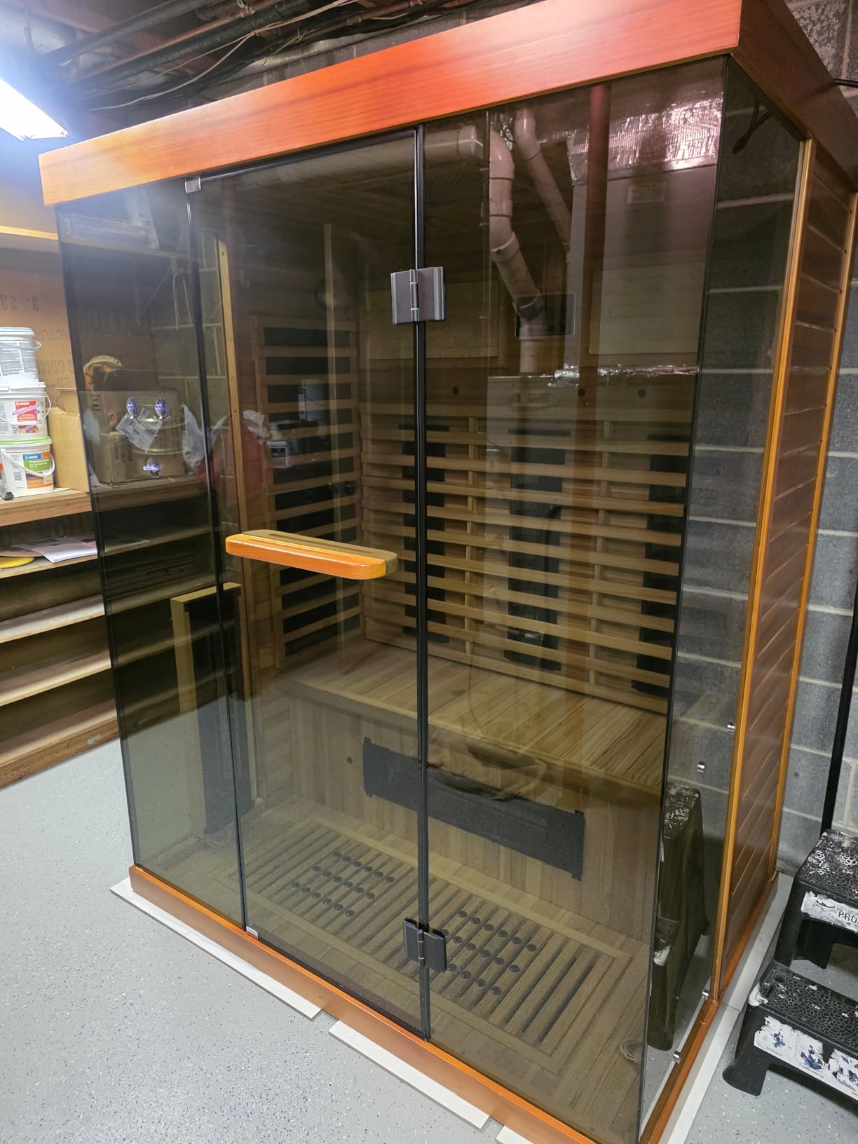 MEISSALIVVE Full Spectrum Infrared Sauna，2-3 Person Home Sauna，Wooden Canadian Hemlock Indoor Spa Sauna with Resonance Speaker, Panoramic Tempered Glass Door customer photo 1