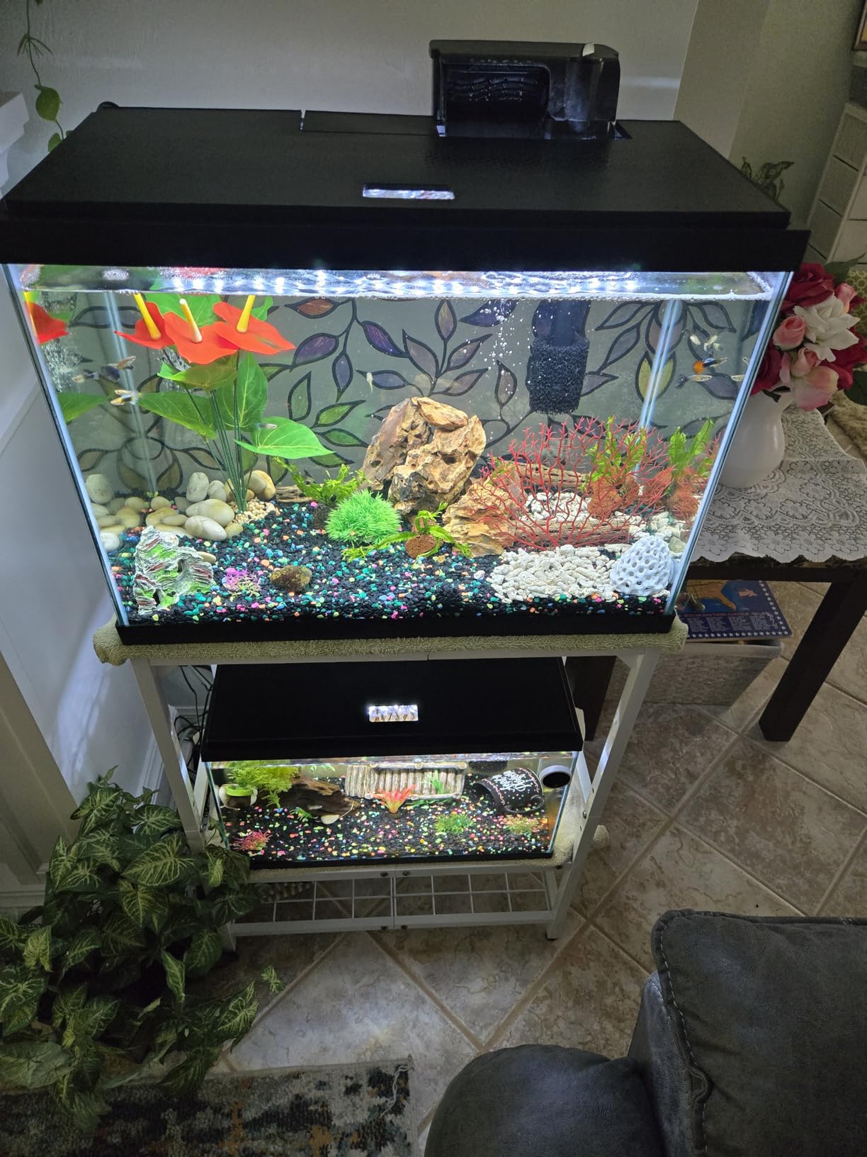 20-30 Gallon Aquarium Stand with 3-Tier Adjustable Storage Shelf customer photo 2