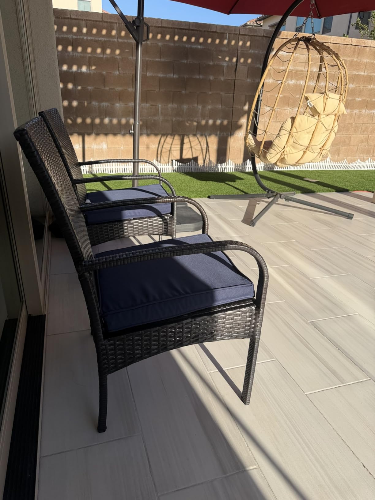 Outdoor Wicker Patio Dining Chairs with Padded Cushions Set of 4: Porch Rattan Chairs Club Chairs with High Back and Deep Seating 350lbs, Brown customer photo 1