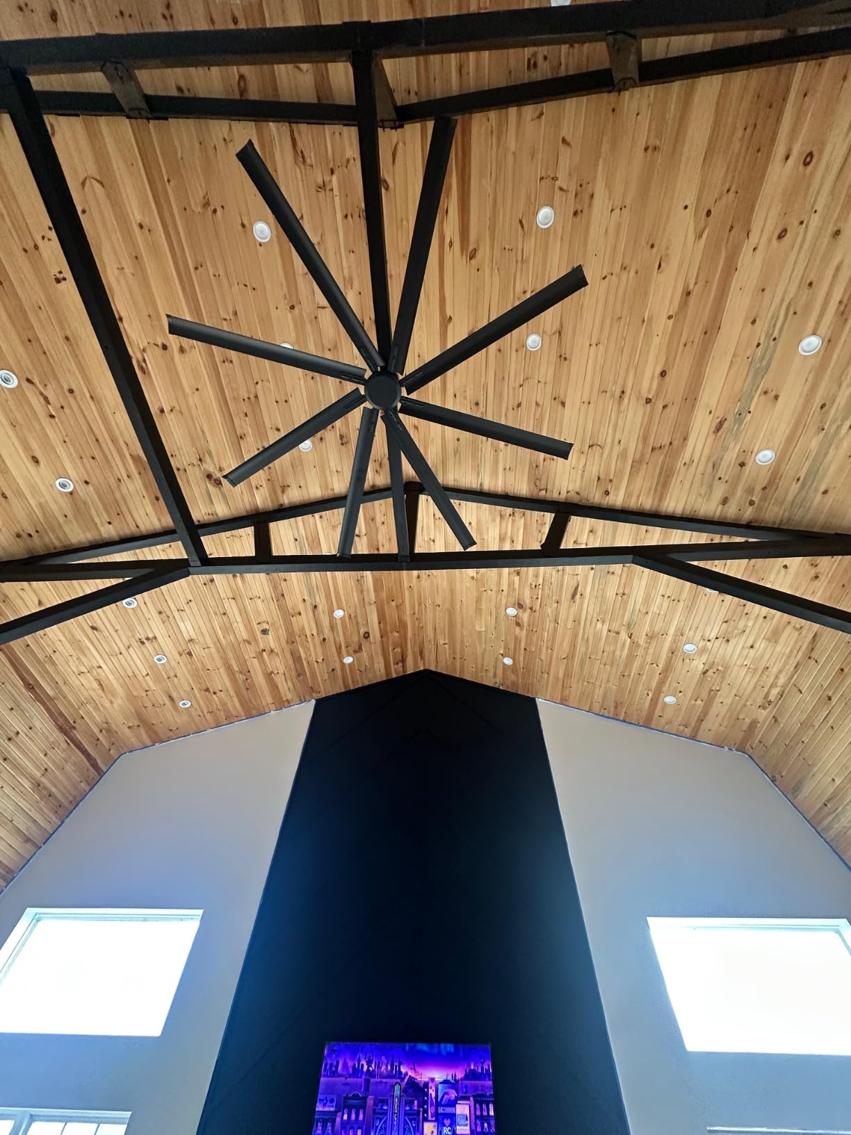 96 Inch Industrial Ceiling Fans without Lights, Large Ceiling Fan with 8 Reversible Aluminum Blades, 6 Speed Remote Control, HVLS Home or Commercial Ceiling Fan for Shop, Porch, Garage, Gym customer photo 1