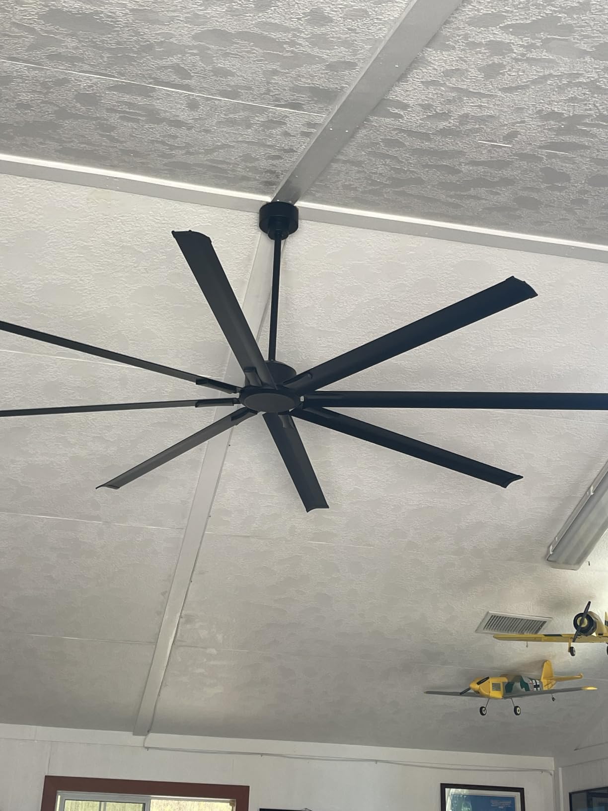 96 Inch Industrial Ceiling Fans without Lights, Large Ceiling Fan with 8 Reversible Aluminum Blades, 6 Speed Remote Control, HVLS Home or Commercial Ceiling Fan for Shop, Porch, Garage, Gym customer photo 2