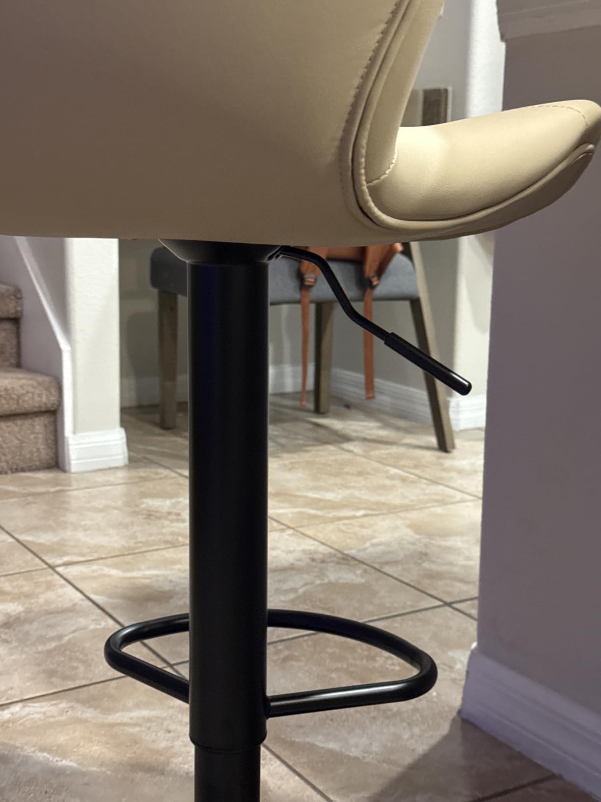 Bar Stools Set of 2,Adjustable Swivel Barstools, Faux Leather Bar Chairs,Upholstered Counter Height with High Backrest for Kitchen Island, Black customer photo 2